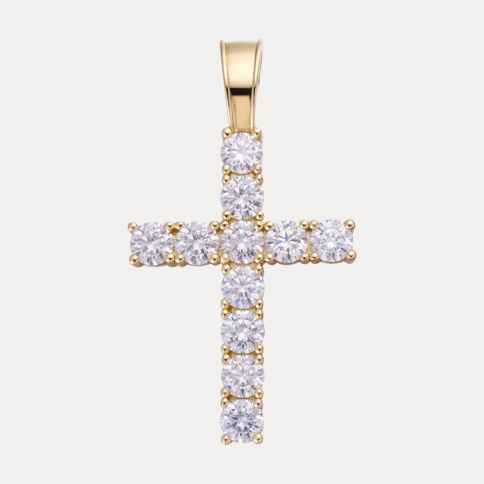 925 Sterling Silver Small Tennis Cross Pendant With Moissanite - Large