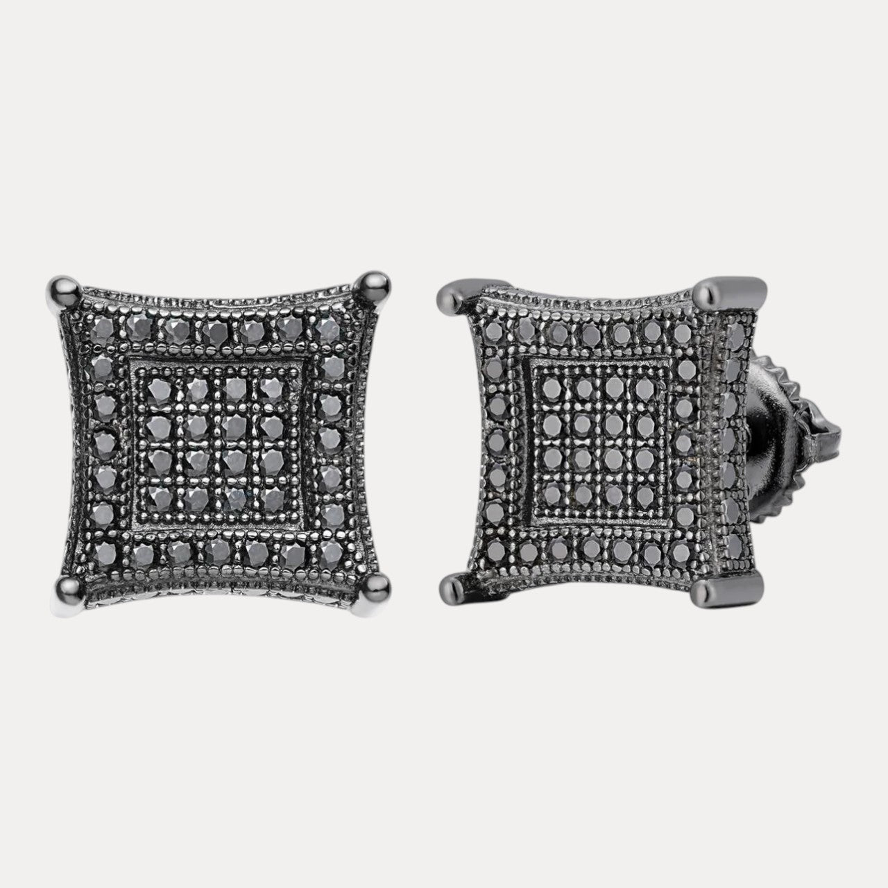 925 Sterling Silver 11mm Square Kite Moissanite or CZ Stud Earrings 2.8ct TW
