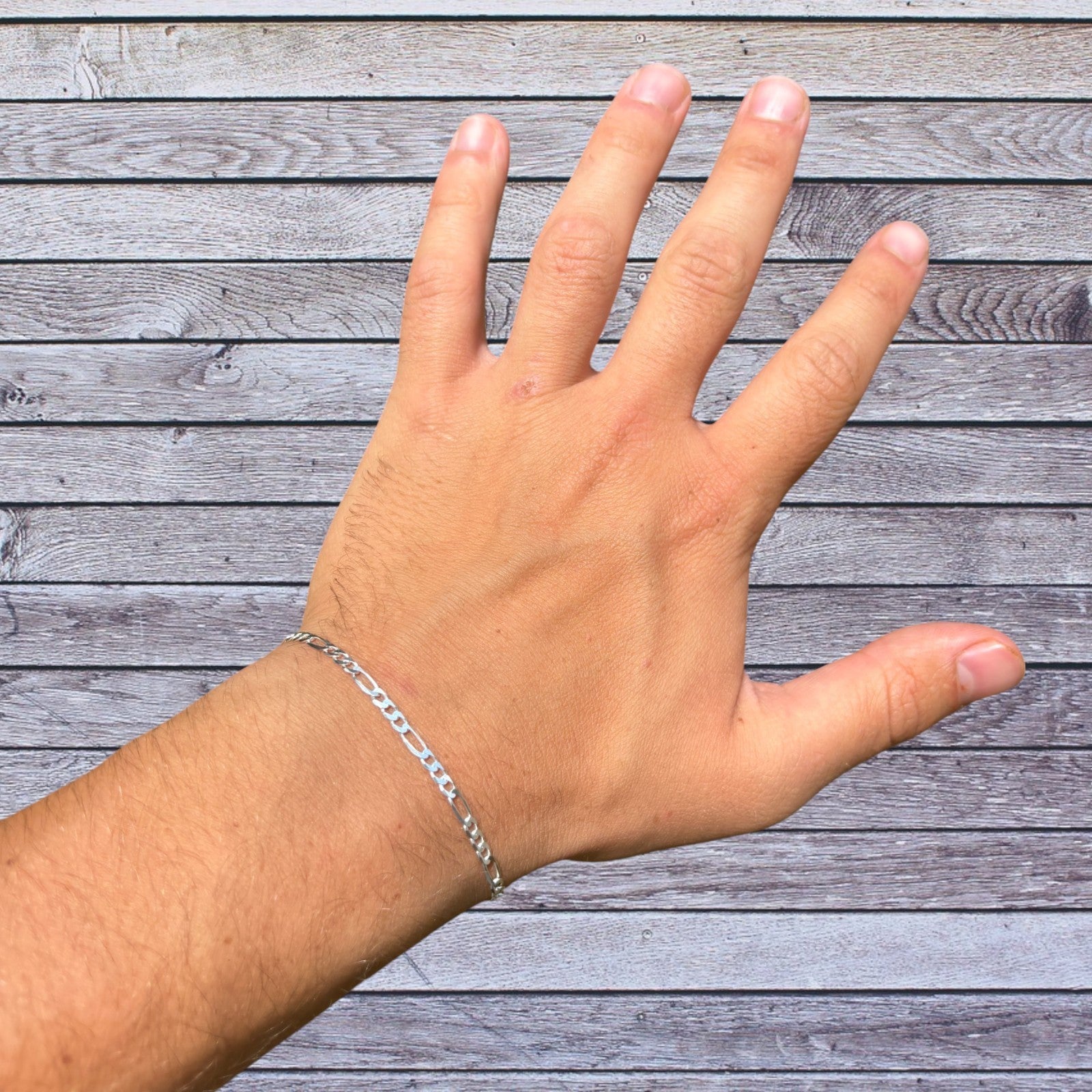 925 Sterling Silver 3mm Figaro Bracelet