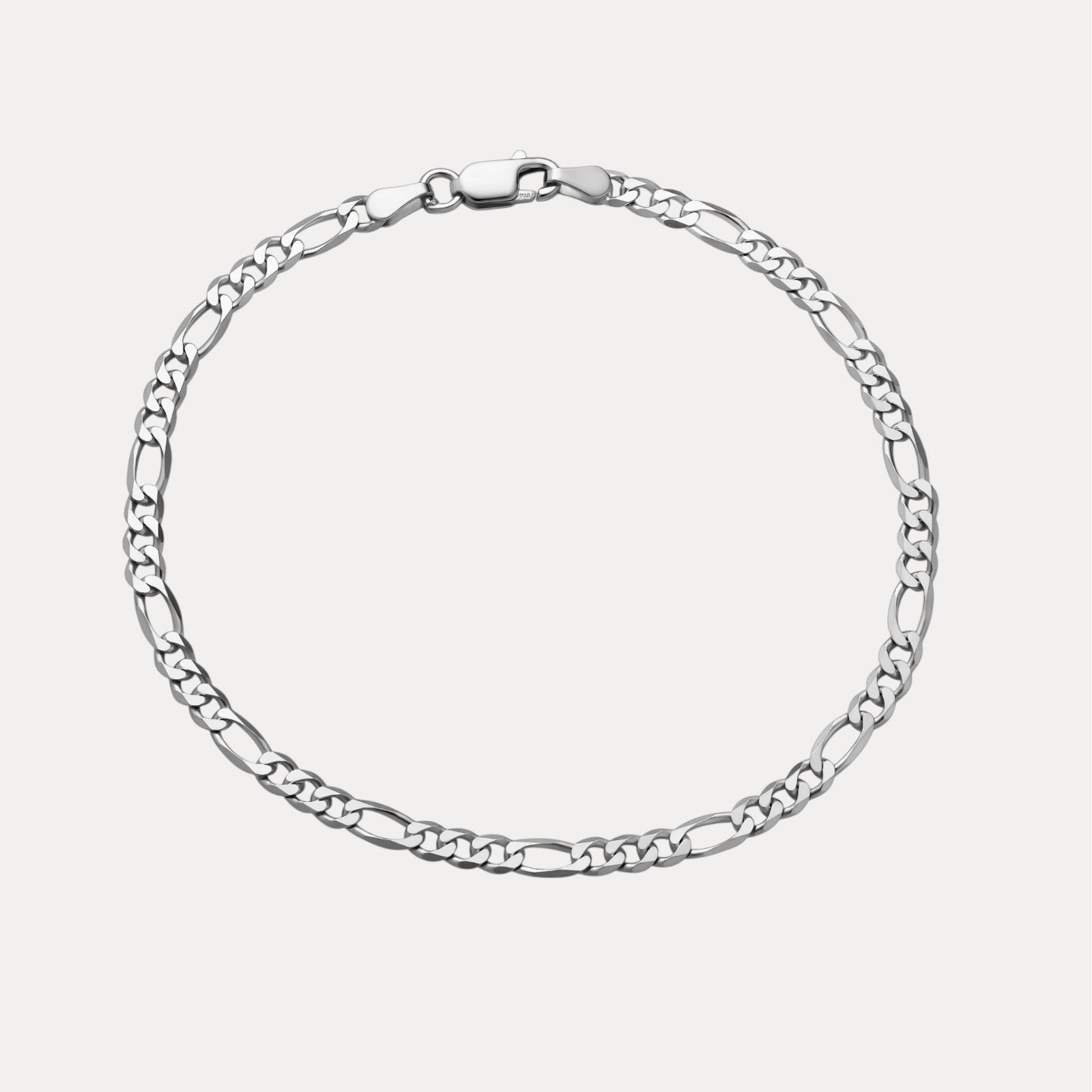 925 Sterling Silver 3.5mm Figaro Bracelet