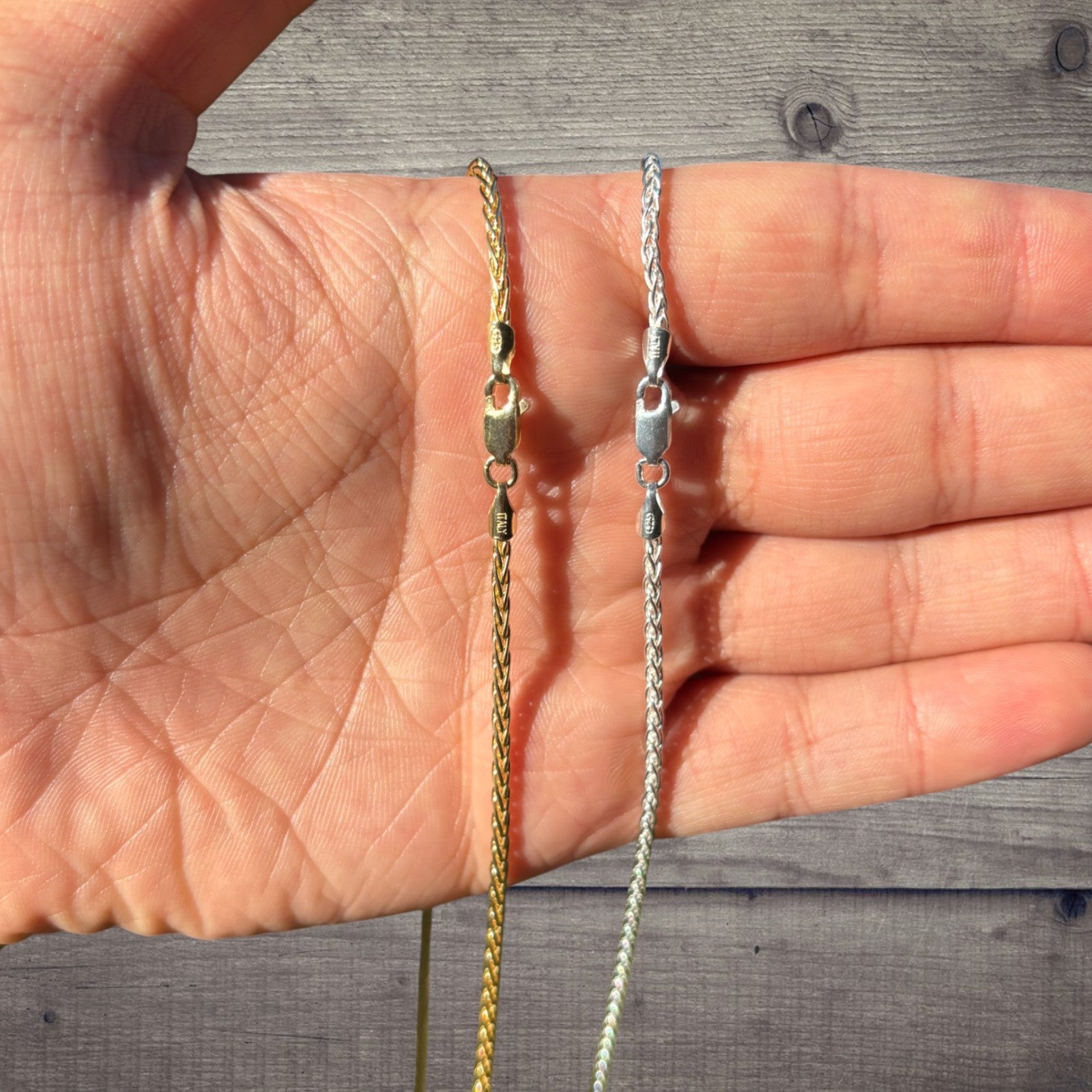 925 Sterling Silver 2mm Wheat Chain Necklace
