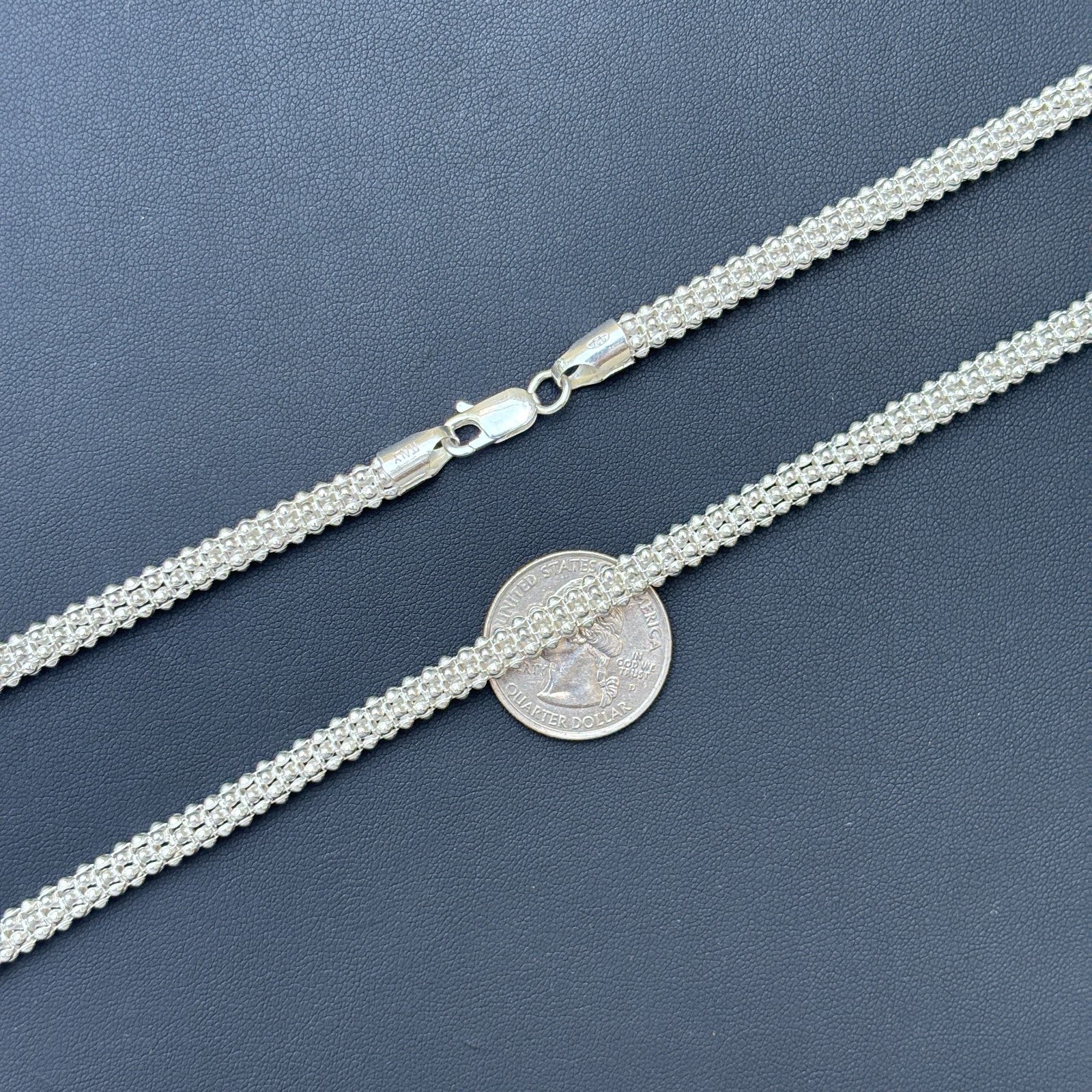 Collier à maillons Popcorn Ice en argent sterling 925 de 6 mm