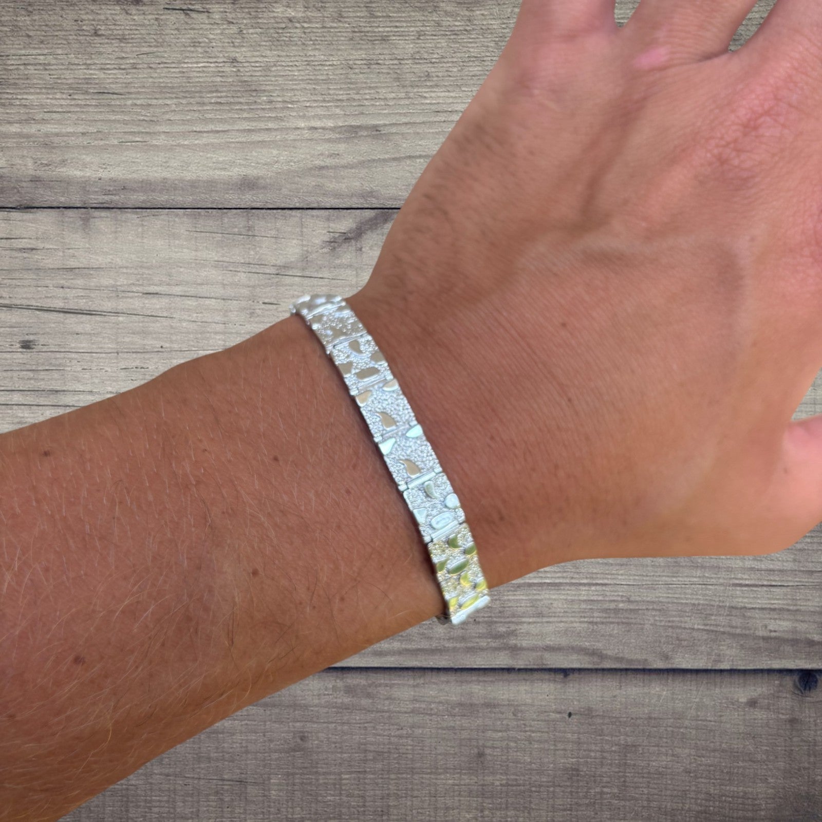 Bracelet à maillons pépites personnalisé en argent sterling 925 de 8 mm