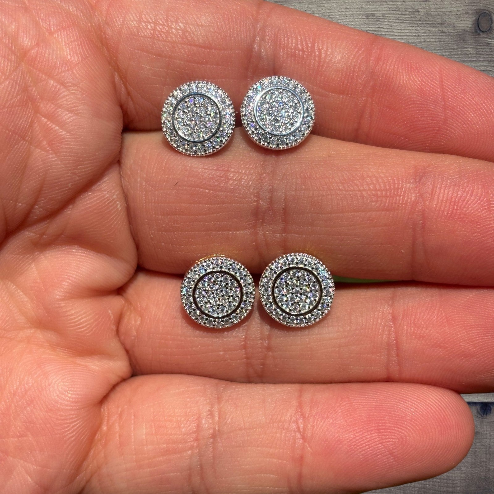 925 Sterling Silver 11mm Round Moissanite or CZ Stud Earrings 2.5ct TW