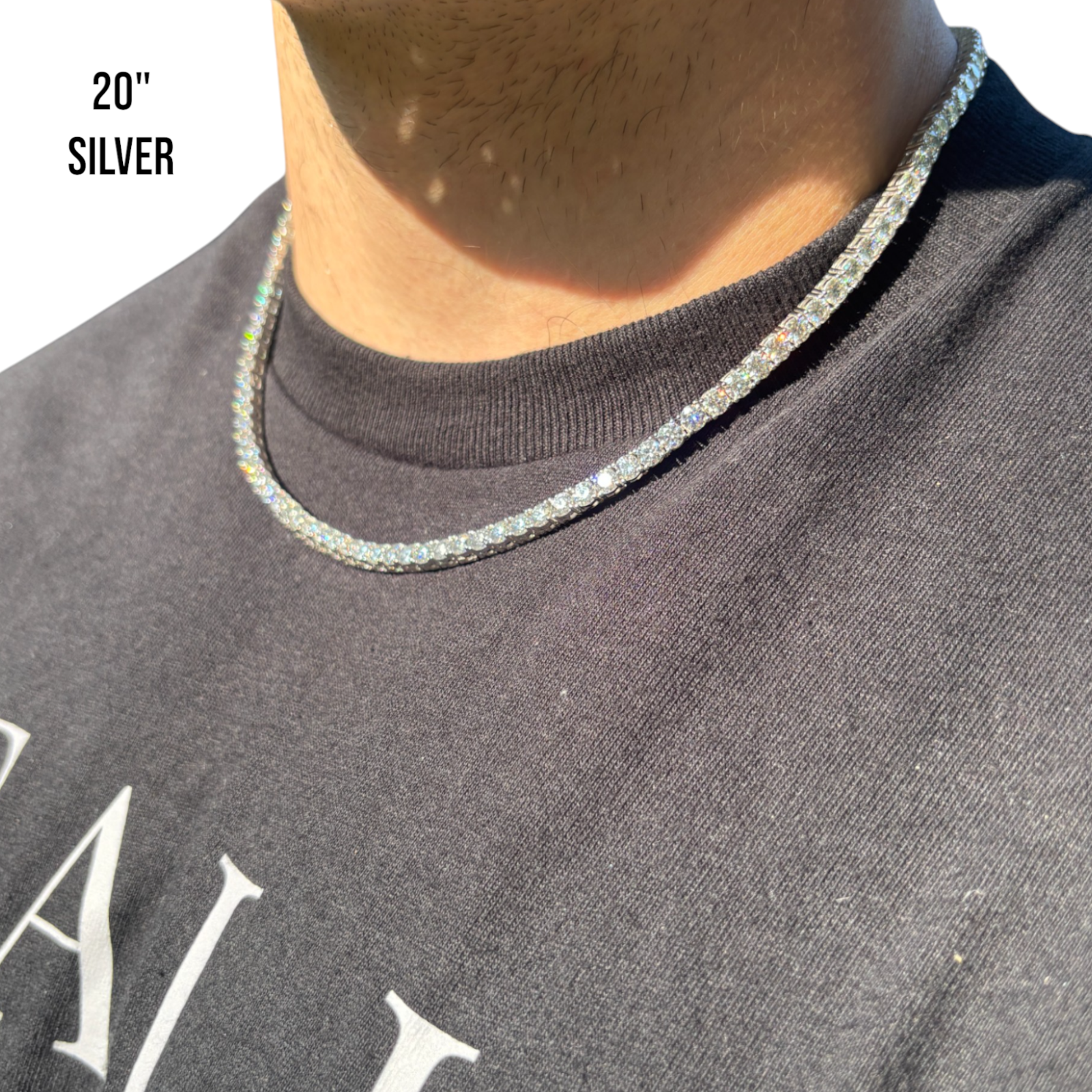 Collier chaîne tennis en argent sterling 925 de 4 mm avec zircone cubique ou moissanite