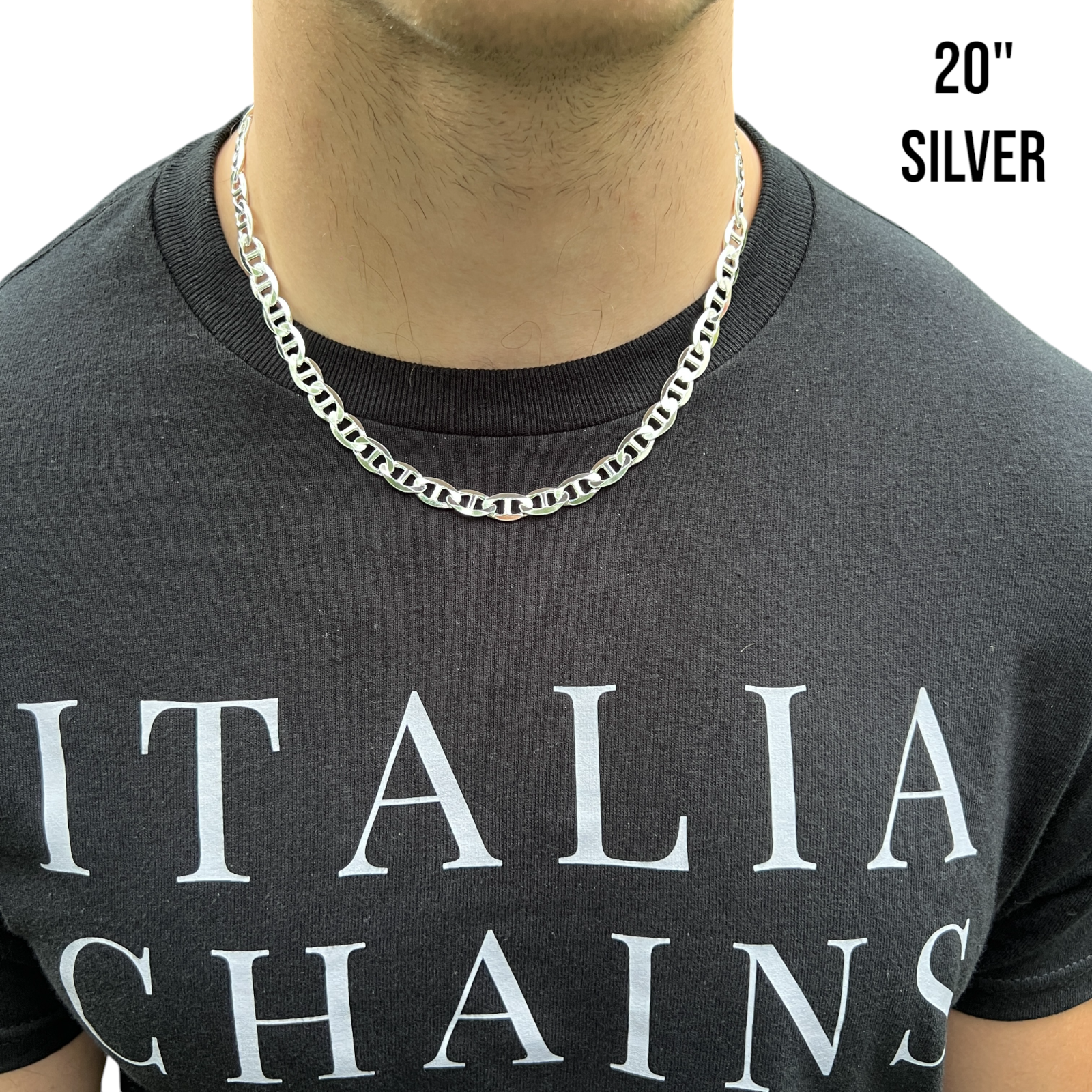 925 Sterling Silver 8mm Mariner Chain Necklace