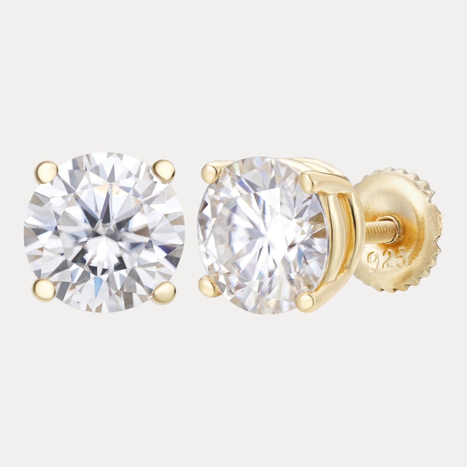 925 Sterling Silver 8mm Moissanite Earrings 4ct TW Studs