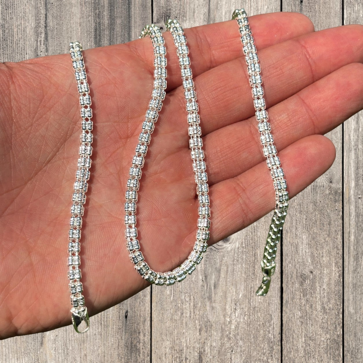 925 Sterling Silver 4-Link Ice Chain Necklace