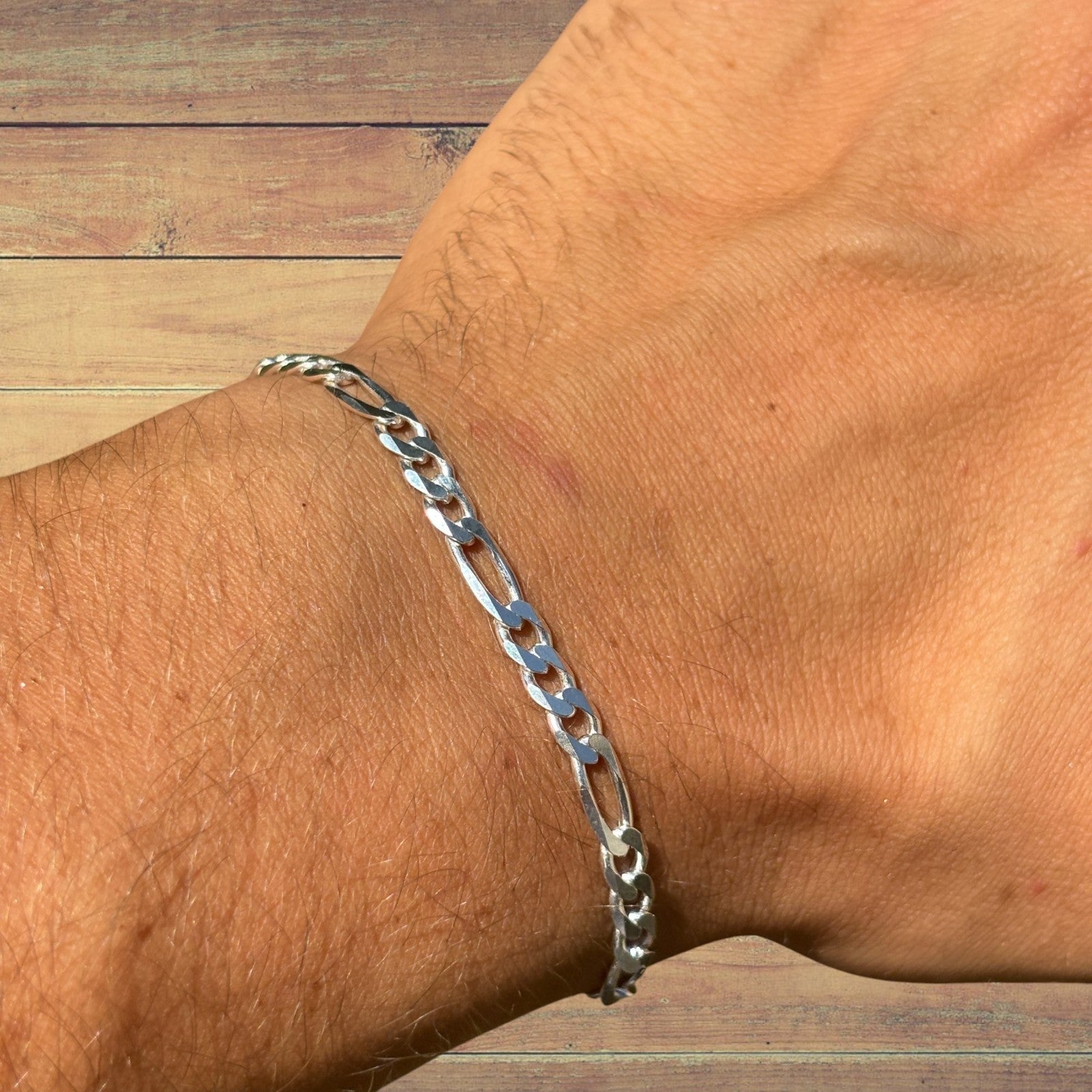 925 Sterling Silver 5mm Figaro Bracelet