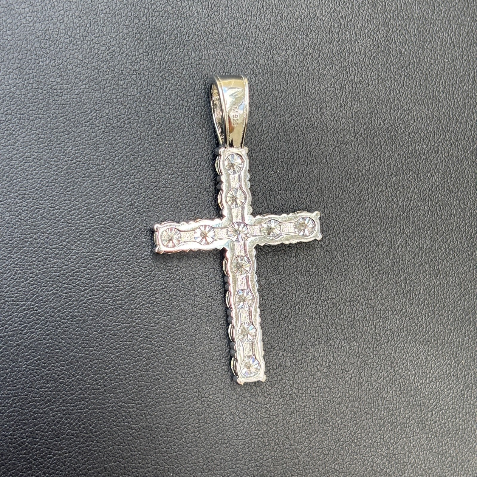 925 Sterling Silver Small Tennis Cross Pendant With Moissanite - Large