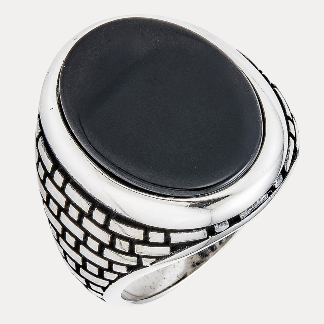 925 Sterling Silver Classic Black Onyx Gemstone Ring – ITALIA Chains