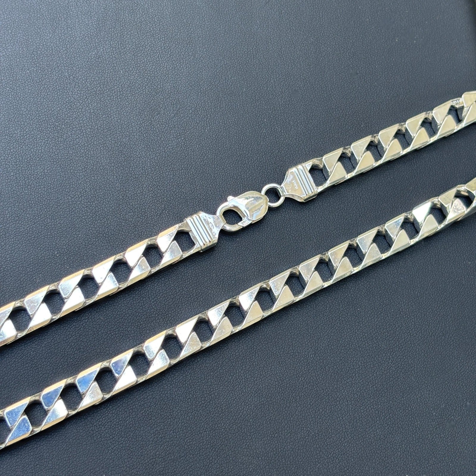 925 Sterling Silver 10mm Square Curb Chain Necklace