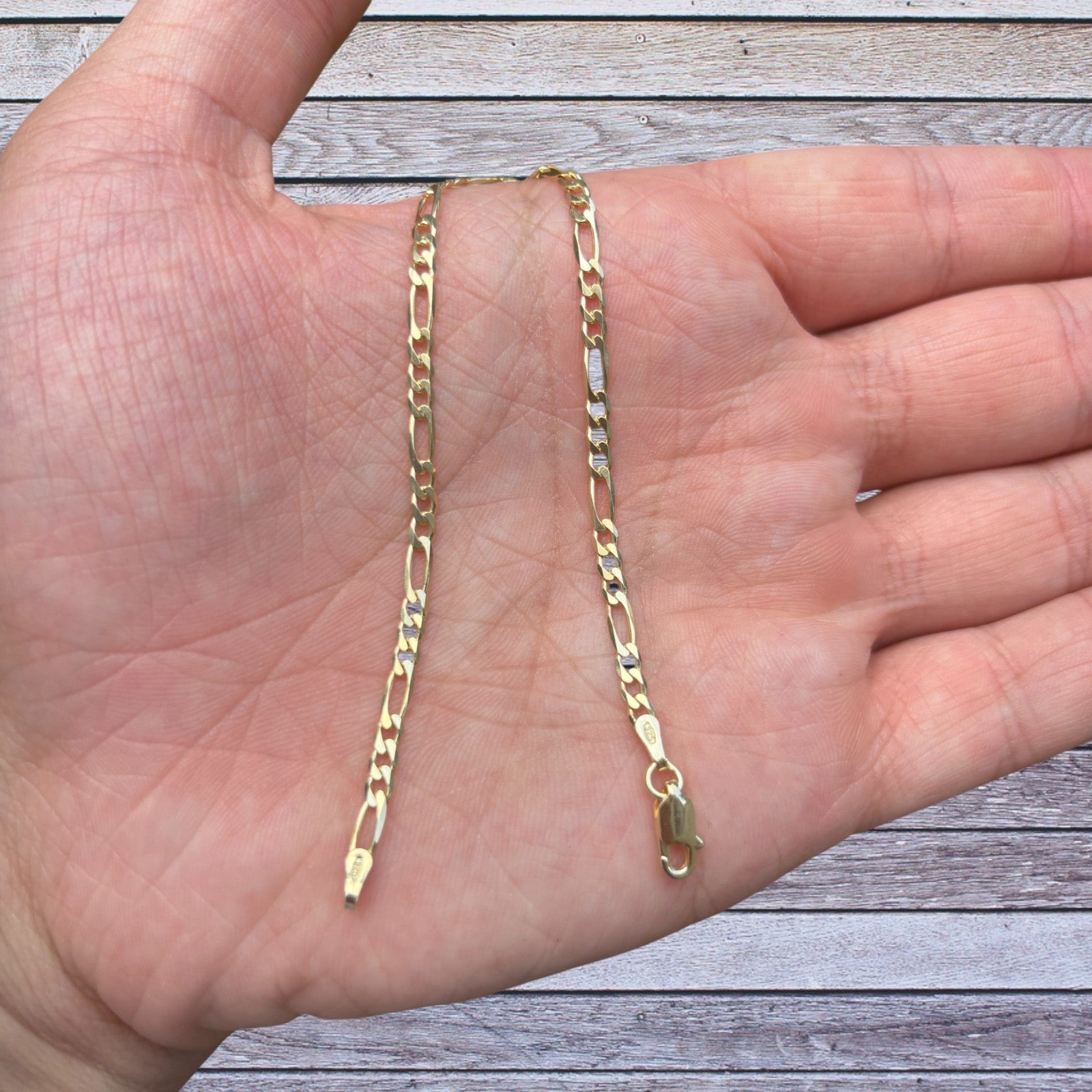 925 Sterling Silver 3mm Figaro Bracelet