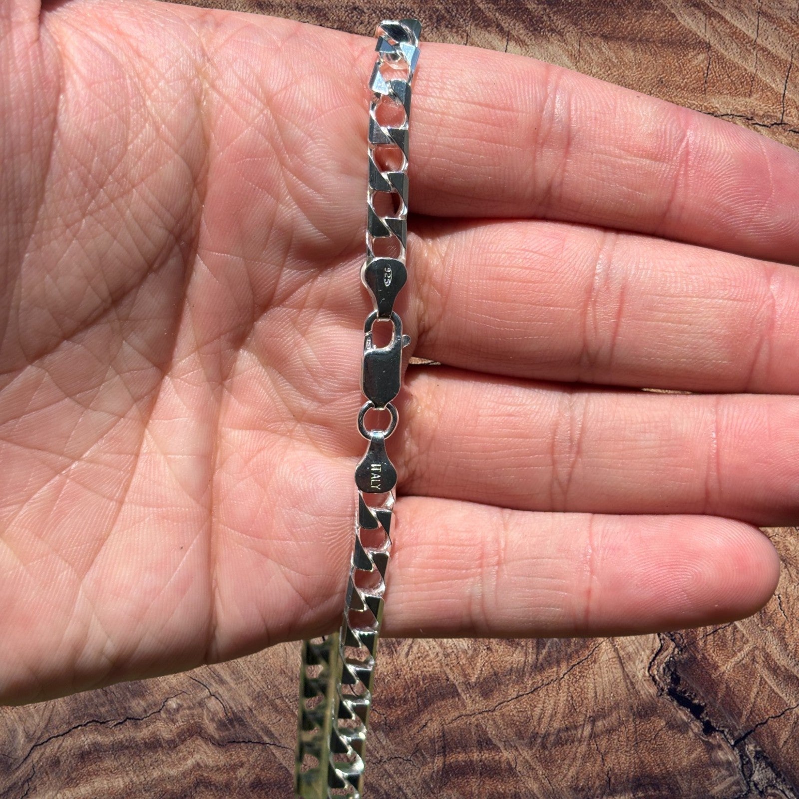 Collier en argent sterling 925 avec chaîne gourmette carrée de 6 mm