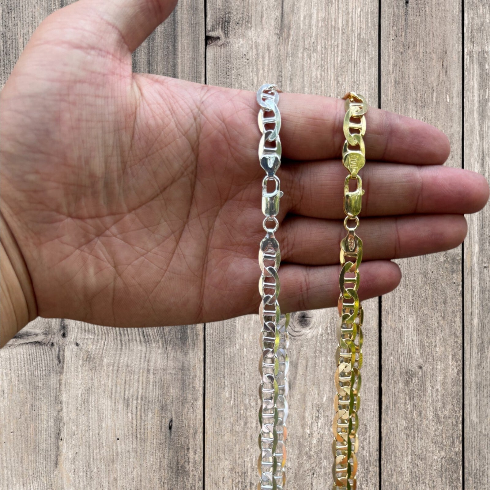 925 Sterling Silver 8mm Mariner Chain Necklace
