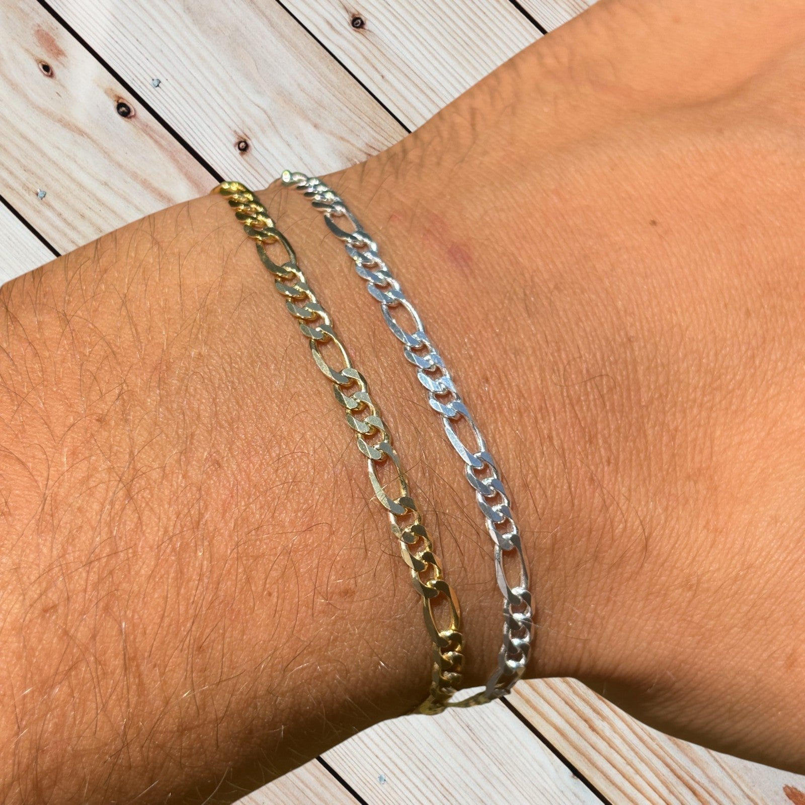 925 Sterling Silver 3.5mm Figaro Bracelet