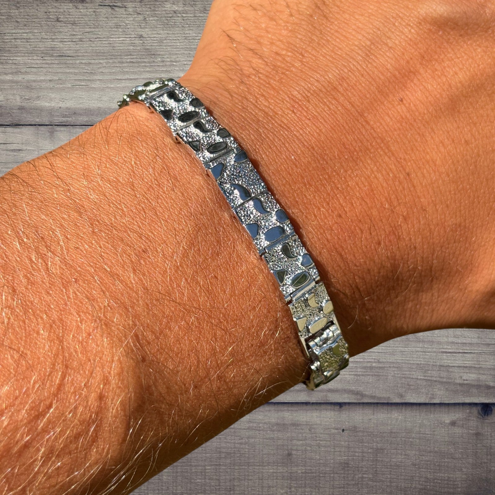 Bracelet à maillons pépites personnalisé en argent sterling 925 de 8 mm