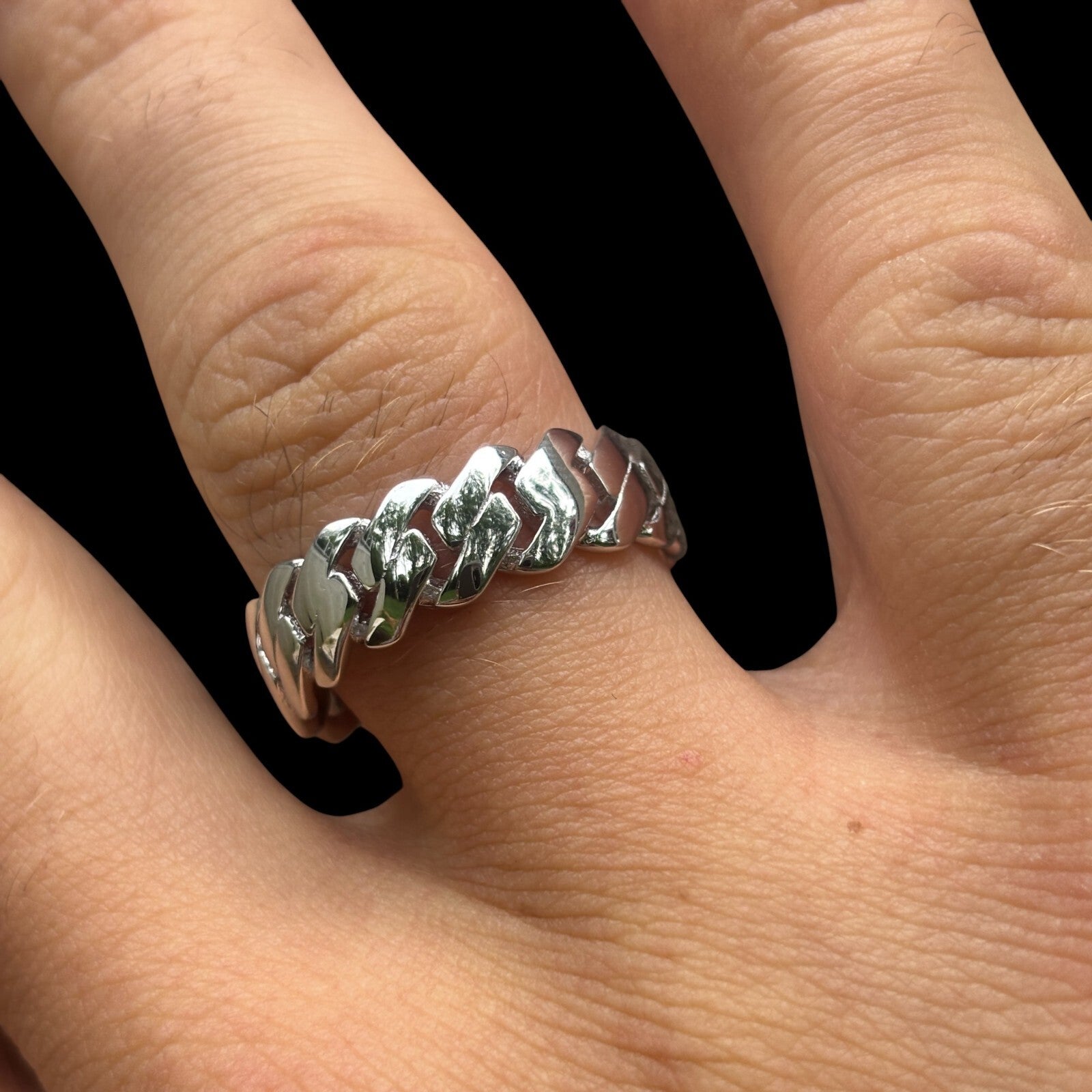925 Sterling Silver Prong Cuban Ring