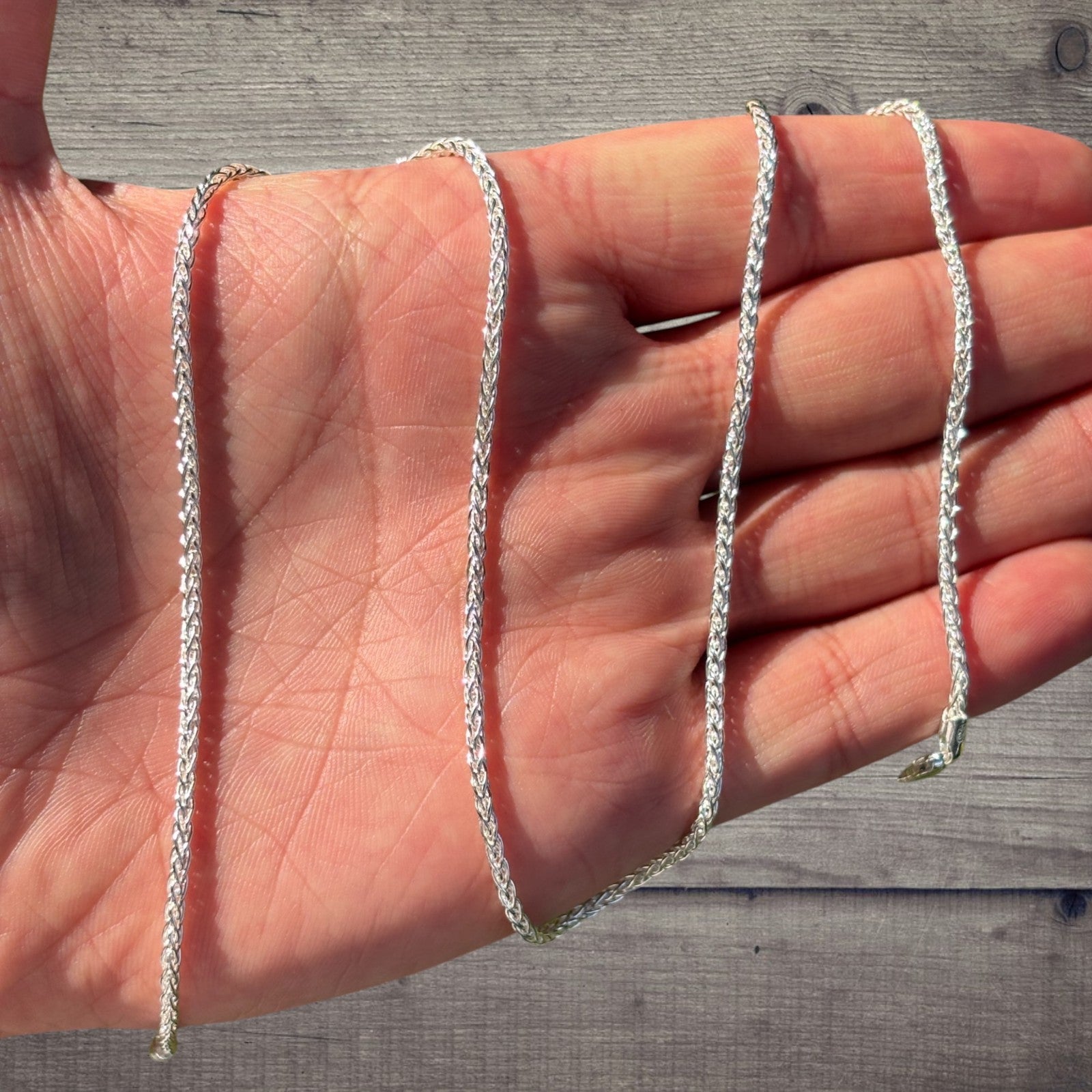 925 Sterling Silver 2mm Wheat Chain Necklace