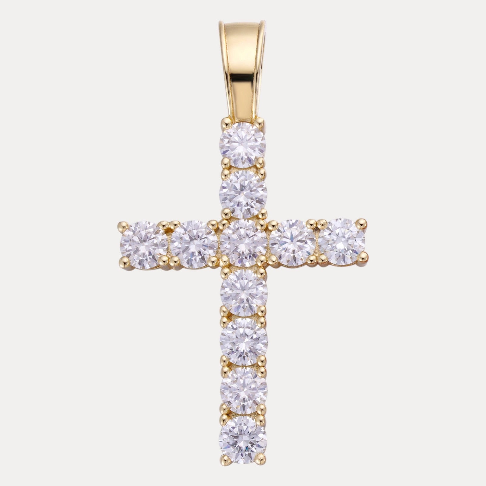 925 Sterling Silver Small Tennis Cross Pendant With Moissanite - X-Large