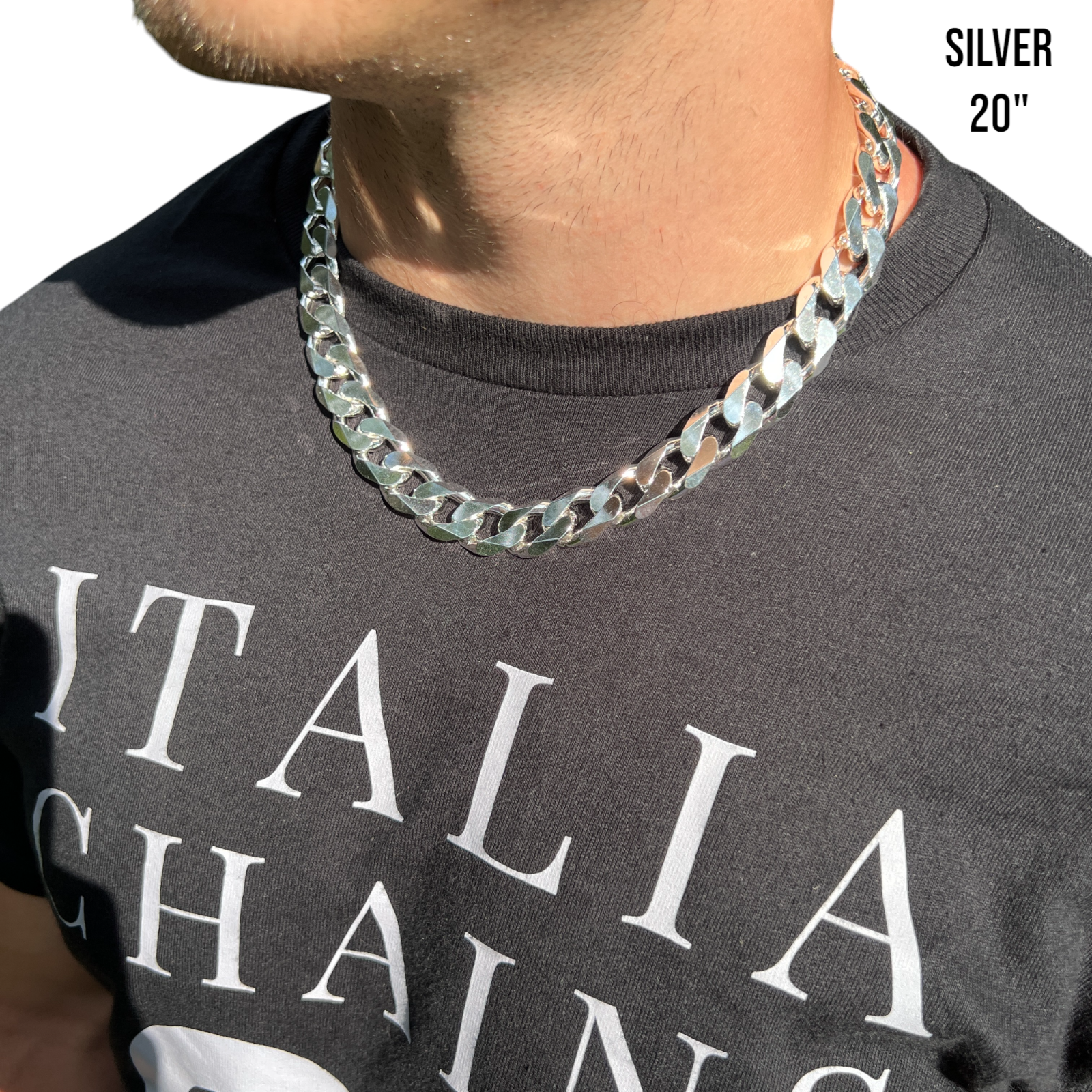 925 Sterling Silver 16mm Curb Chain Necklace