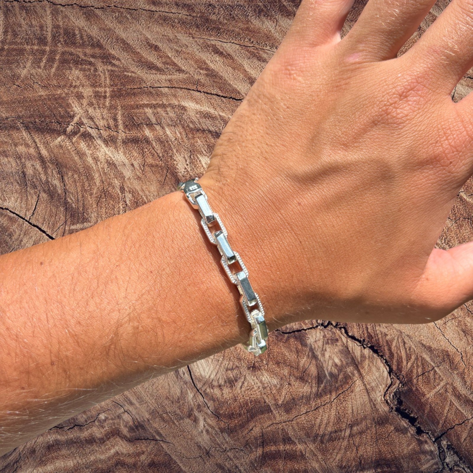 Bracelet Hermès fantaisie en argent sterling 925 de 7 mm