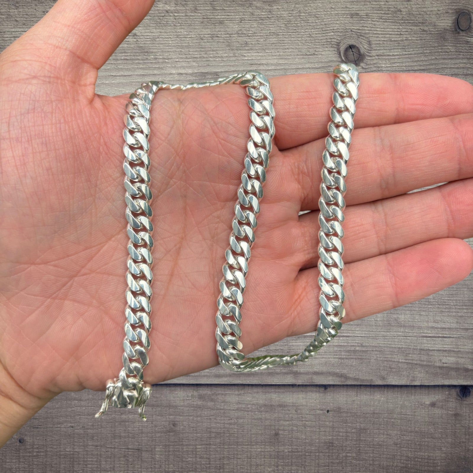 999 Fine Silver 8mm Miami Cuban Chain Necklace