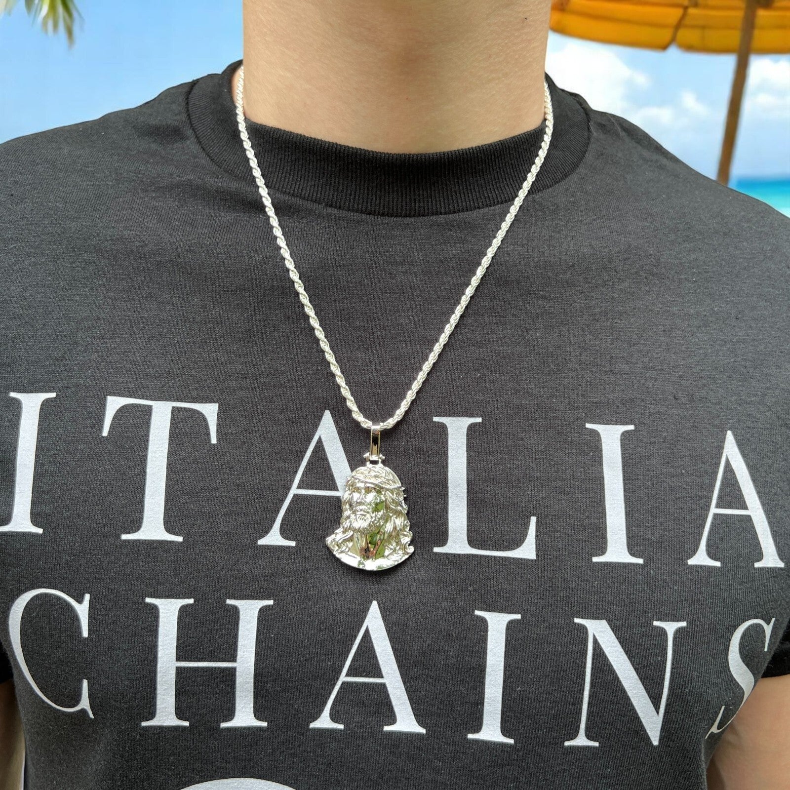 Colgante de la Pasión de Cristo Jesús en plata de ley 925 (tamaño mediano)