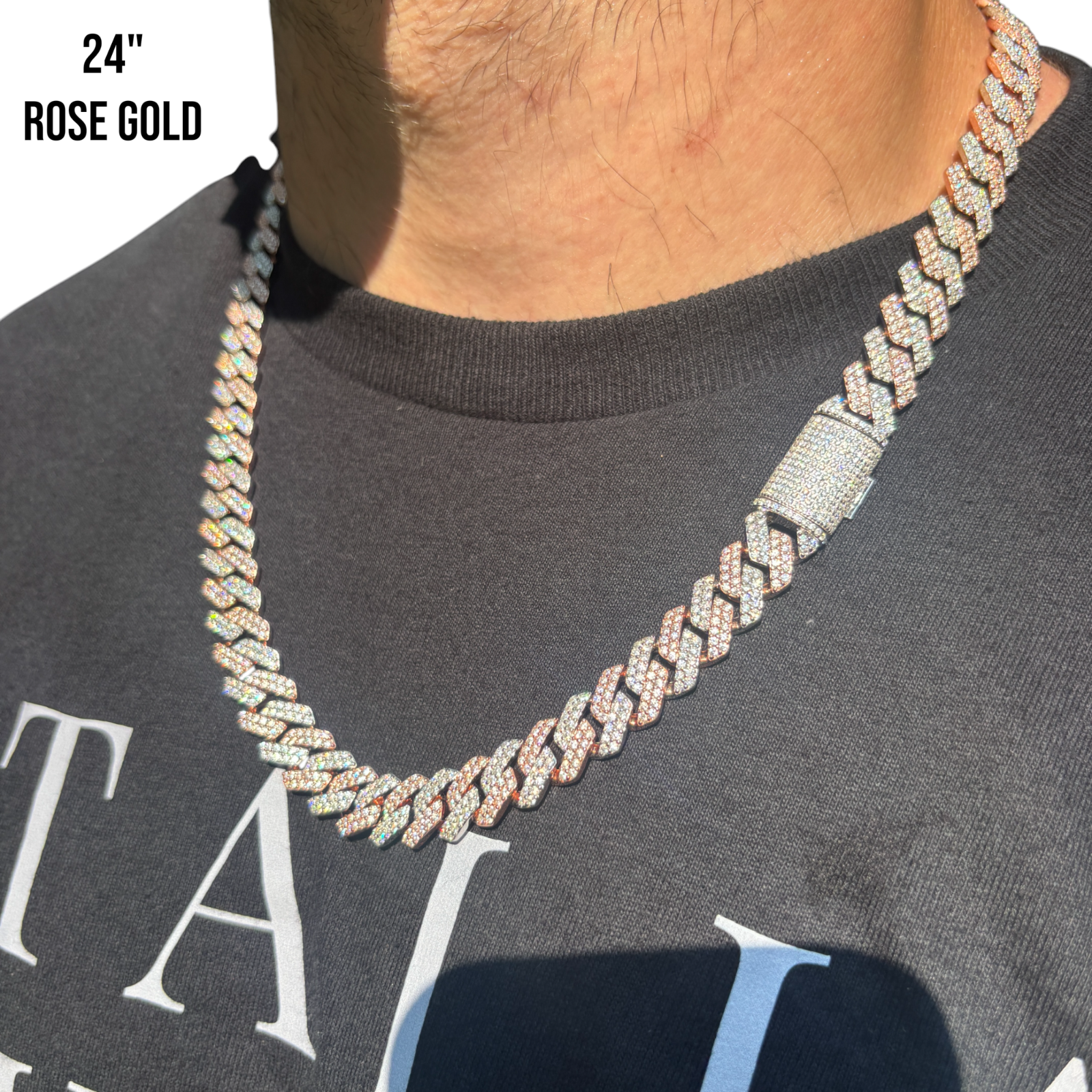 925 Sterling Silver 12mm Moissanite Miami Cuban Prong Chain Necklace