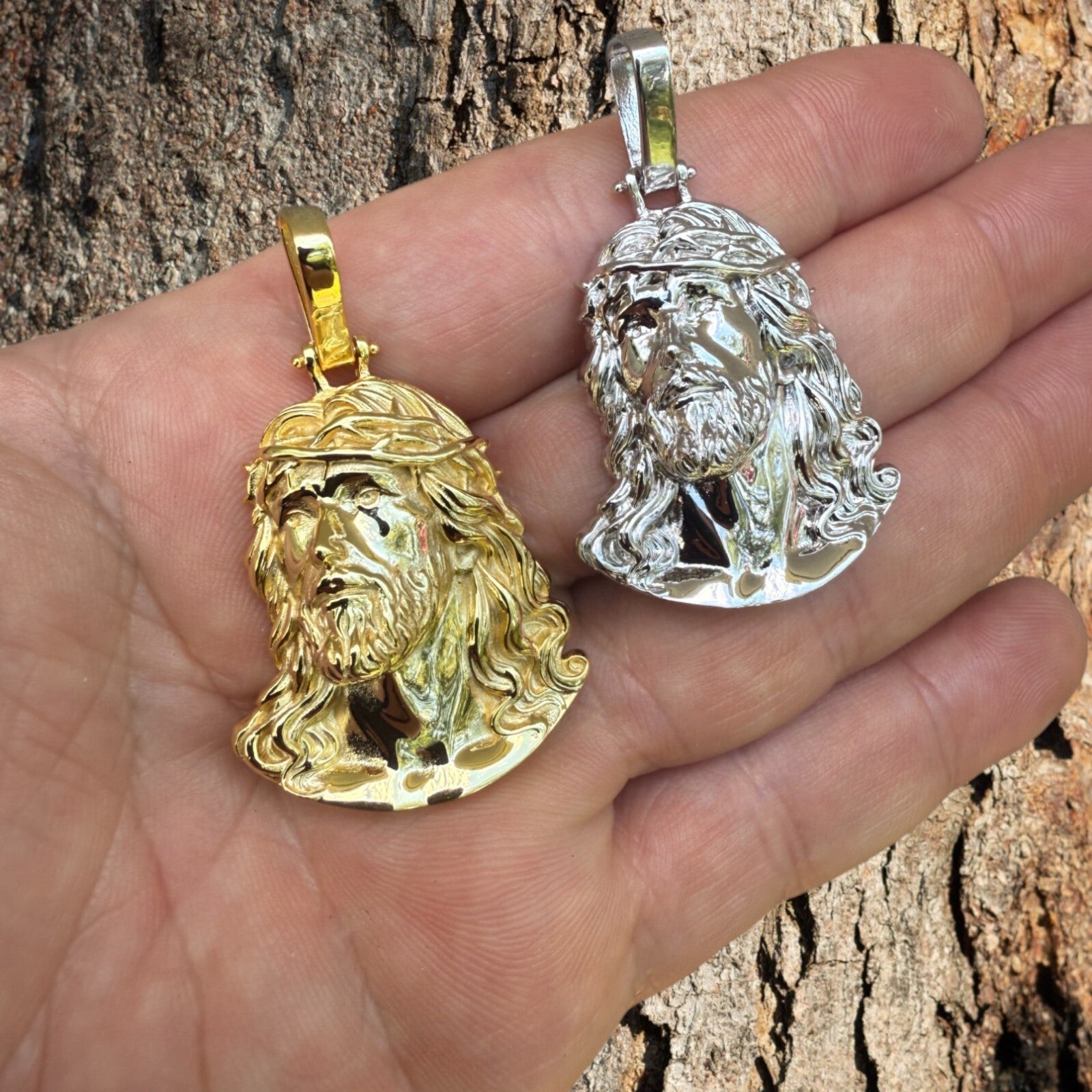 Colgante de la Pasión de Cristo Jesús en plata de ley 925 (tamaño mediano)
