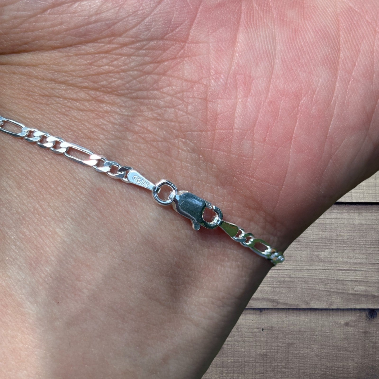 925 Sterling Silver 2.5mm Figaro Bracelet