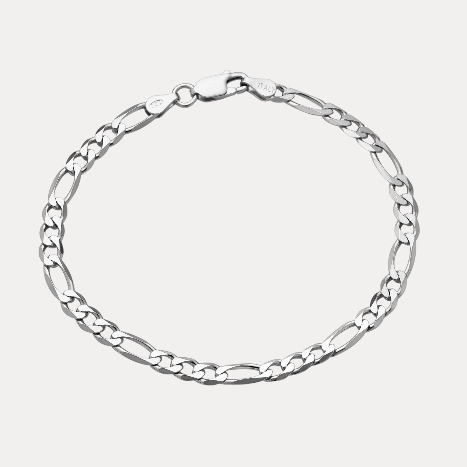 925 Sterling Silver 5mm Figaro Bracelet