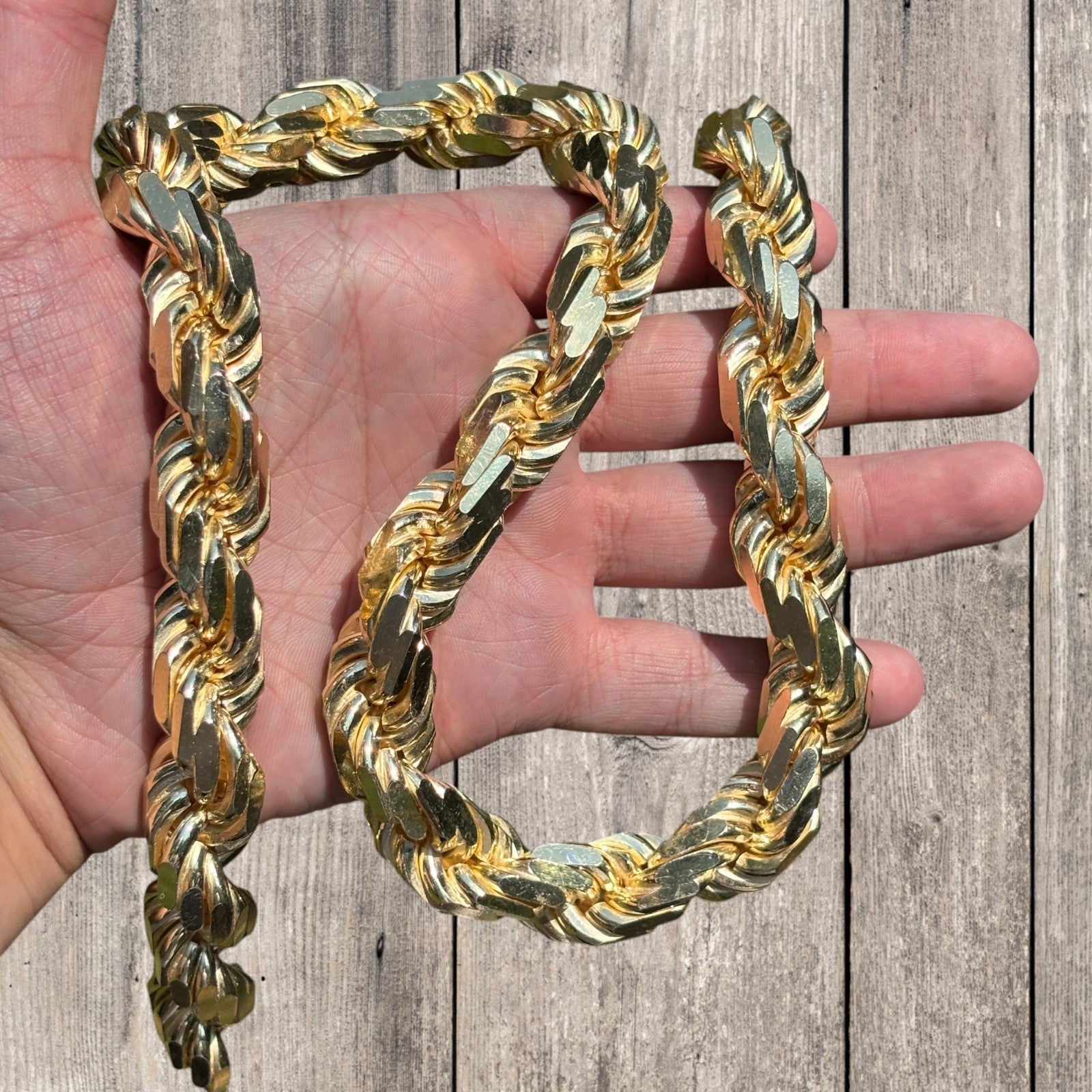 Collier en argent sterling 925 avec chaîne en corde taillée en diamant de 16 mm