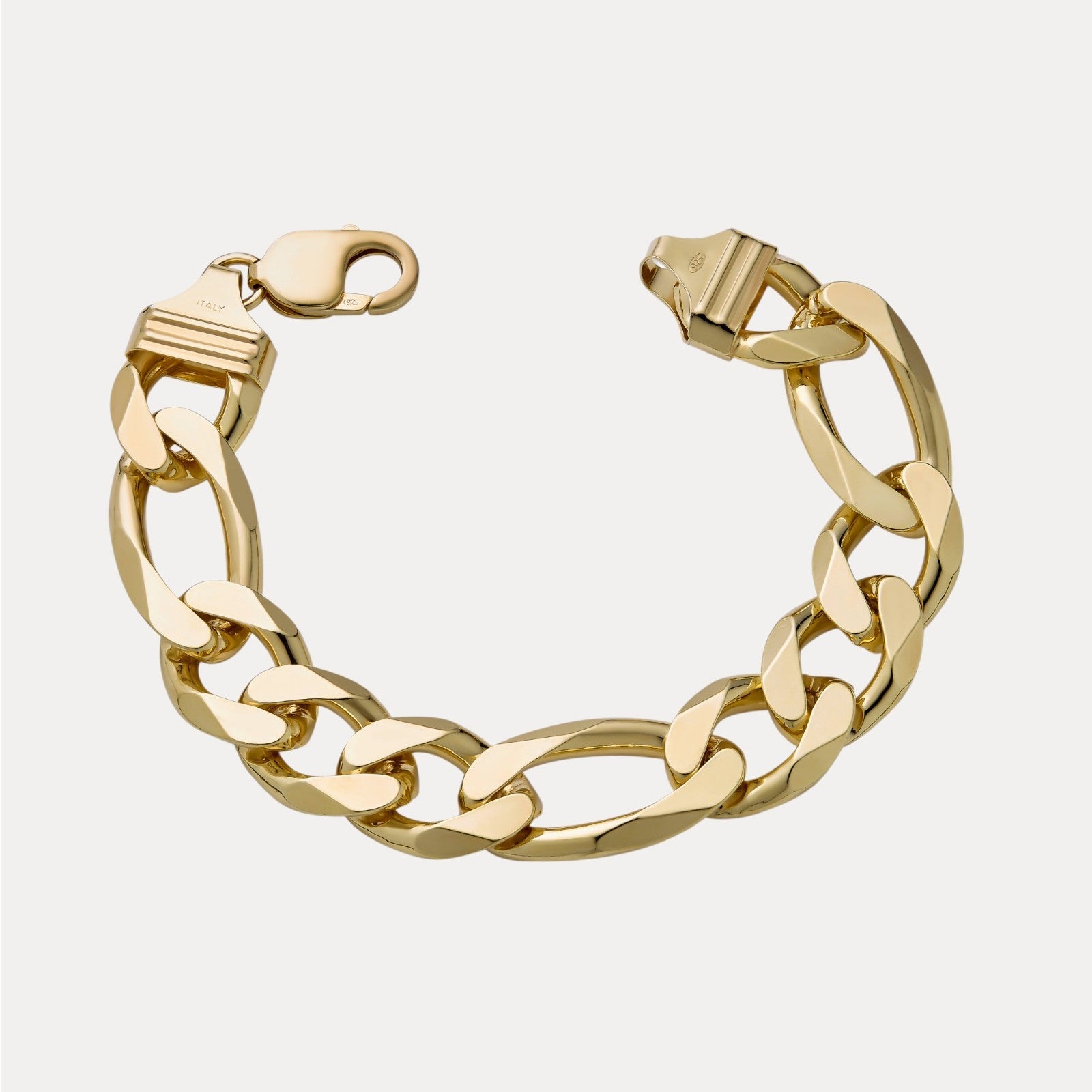 Bracelet Figaro en argent sterling 925 de 15 mm