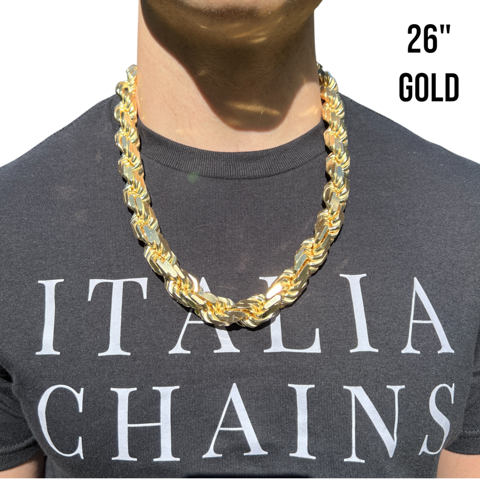 Collier en argent sterling 925 avec chaîne en corde taillée en diamant de 16 mm