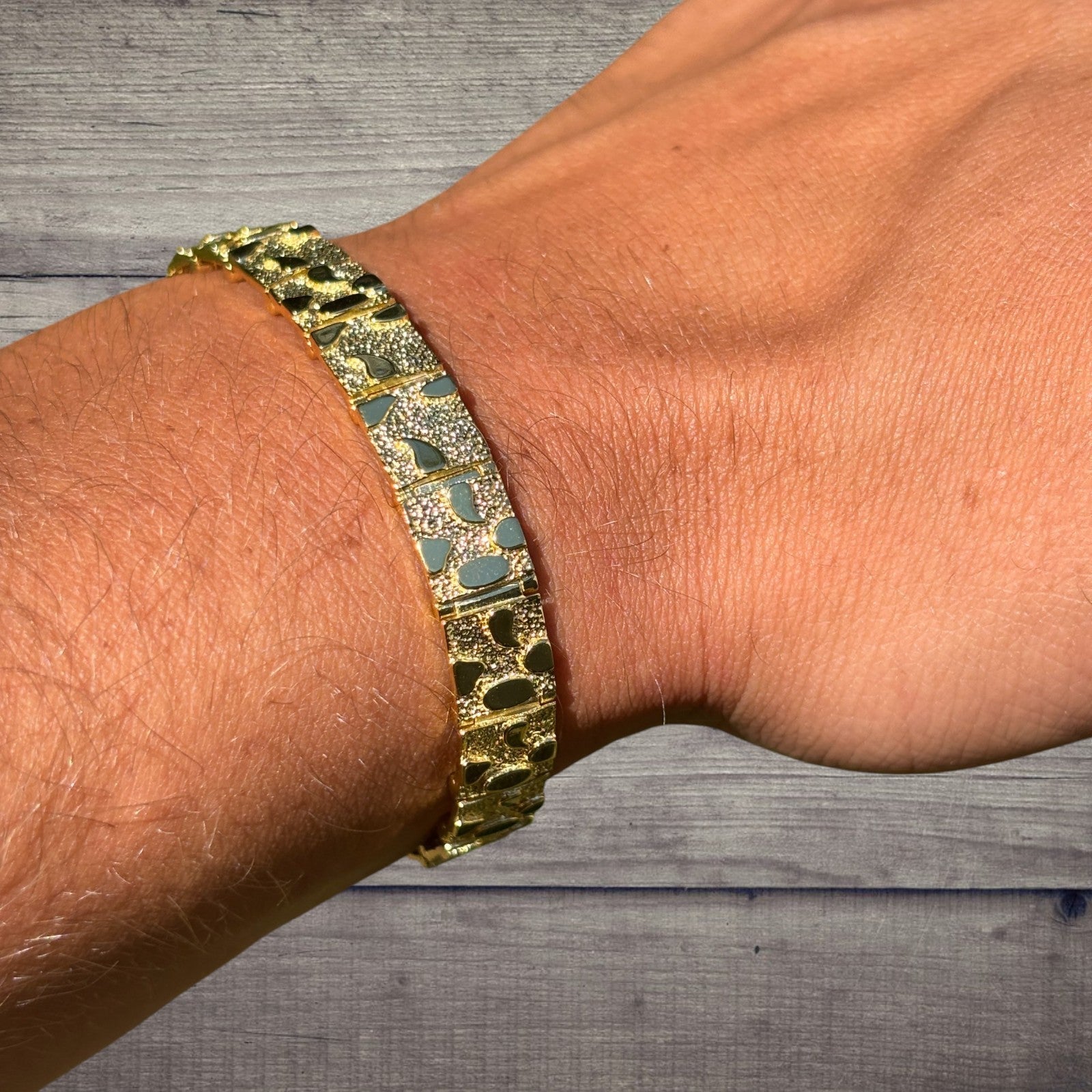 Bracelet à maillons pépites personnalisé en argent sterling 925 de 8 mm