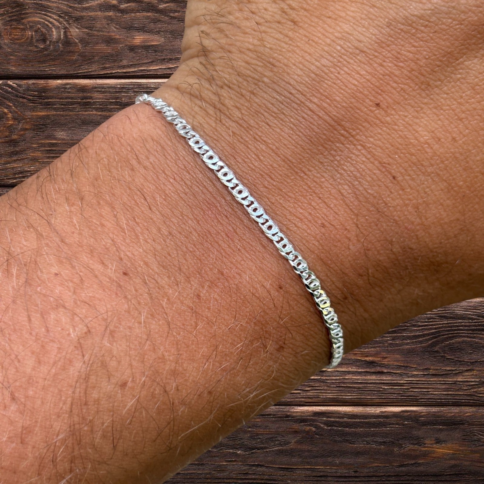 925 Sterling Silver 2.5mm Tiger Eye Bracelet