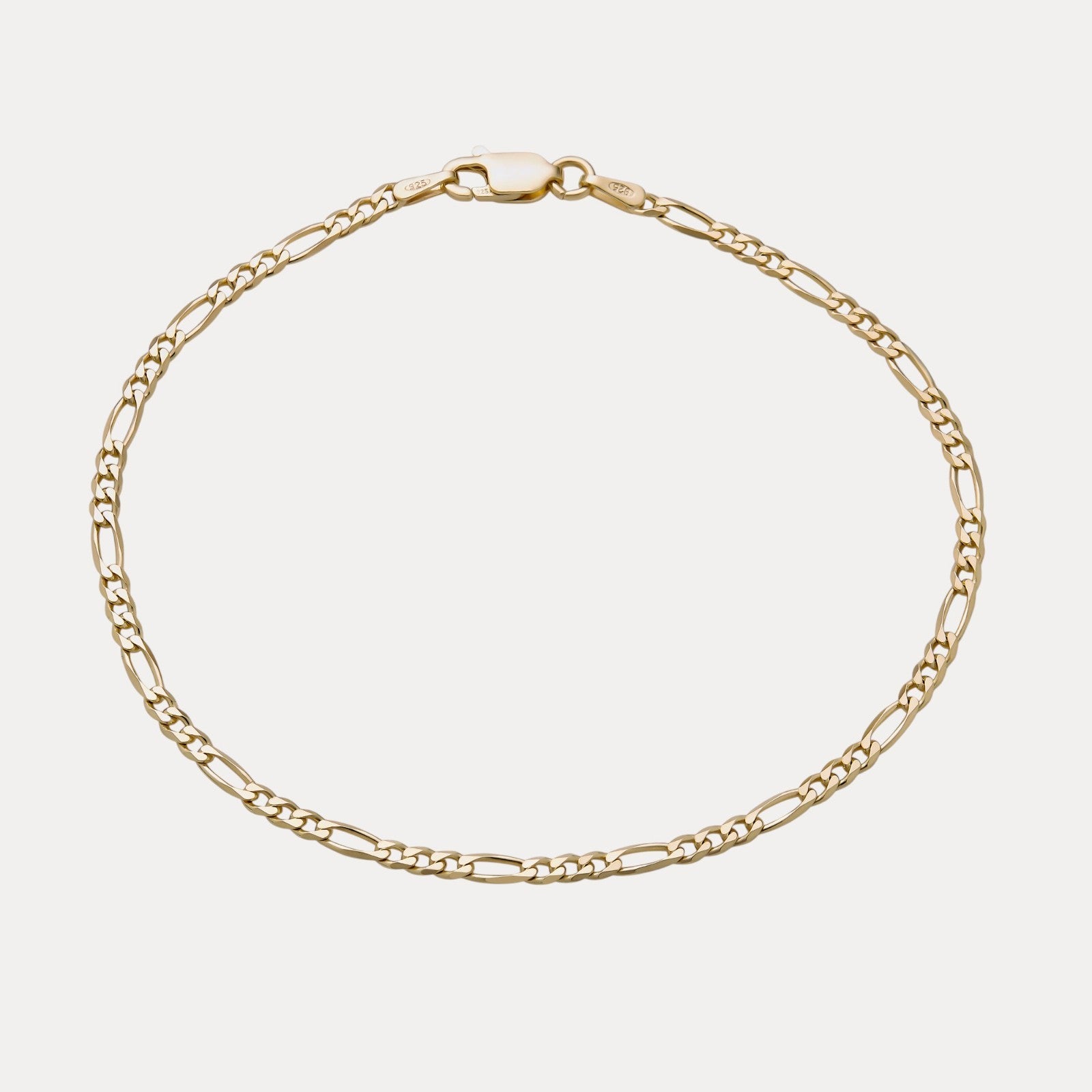 925 Sterling Silver 2.5mm Figaro Bracelet
