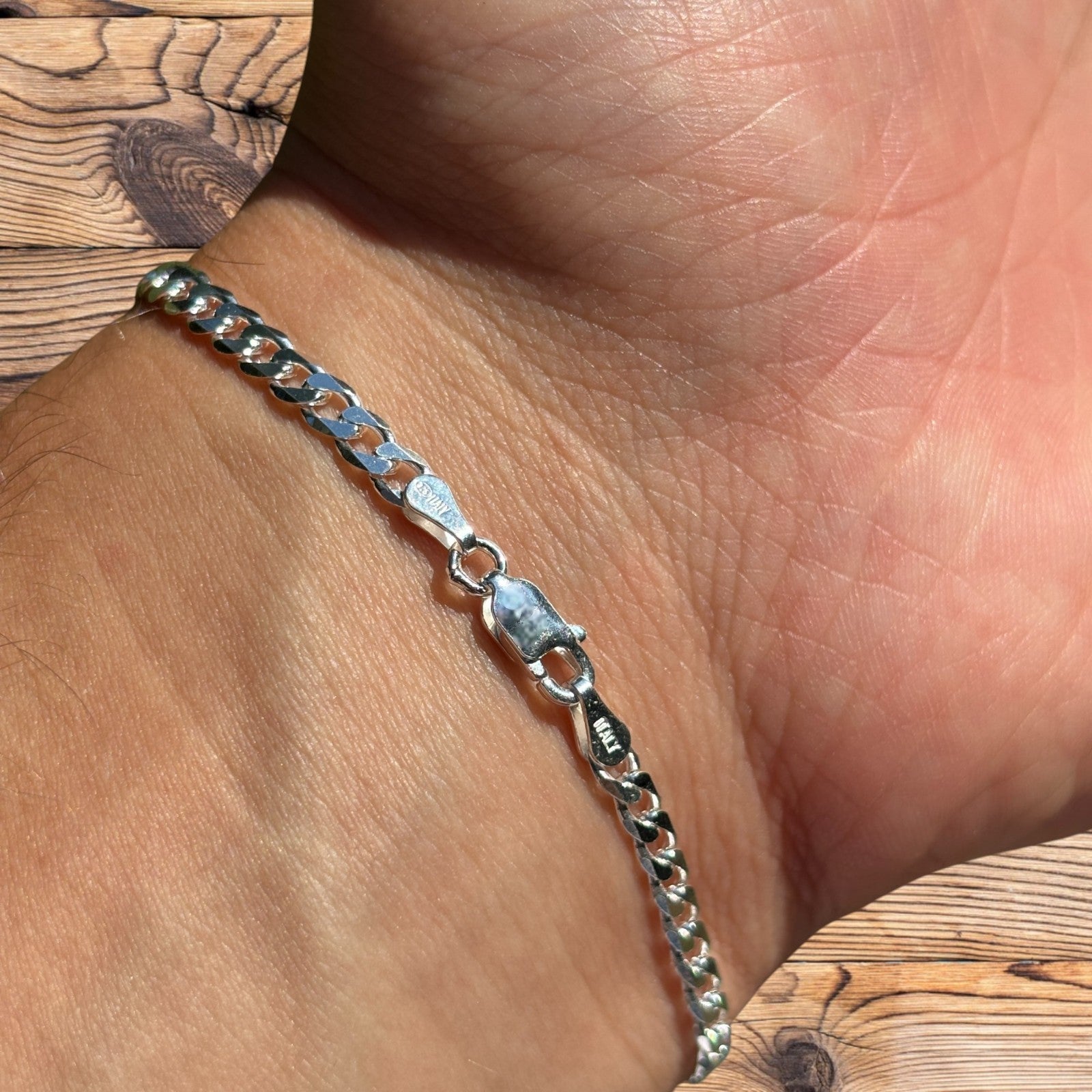 925 Sterling Silver 4mm Curb Bracelet