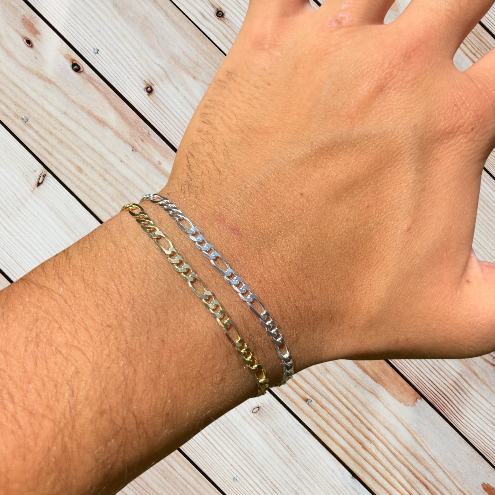 925 Sterling Silver 3.5mm Figaro Bracelet