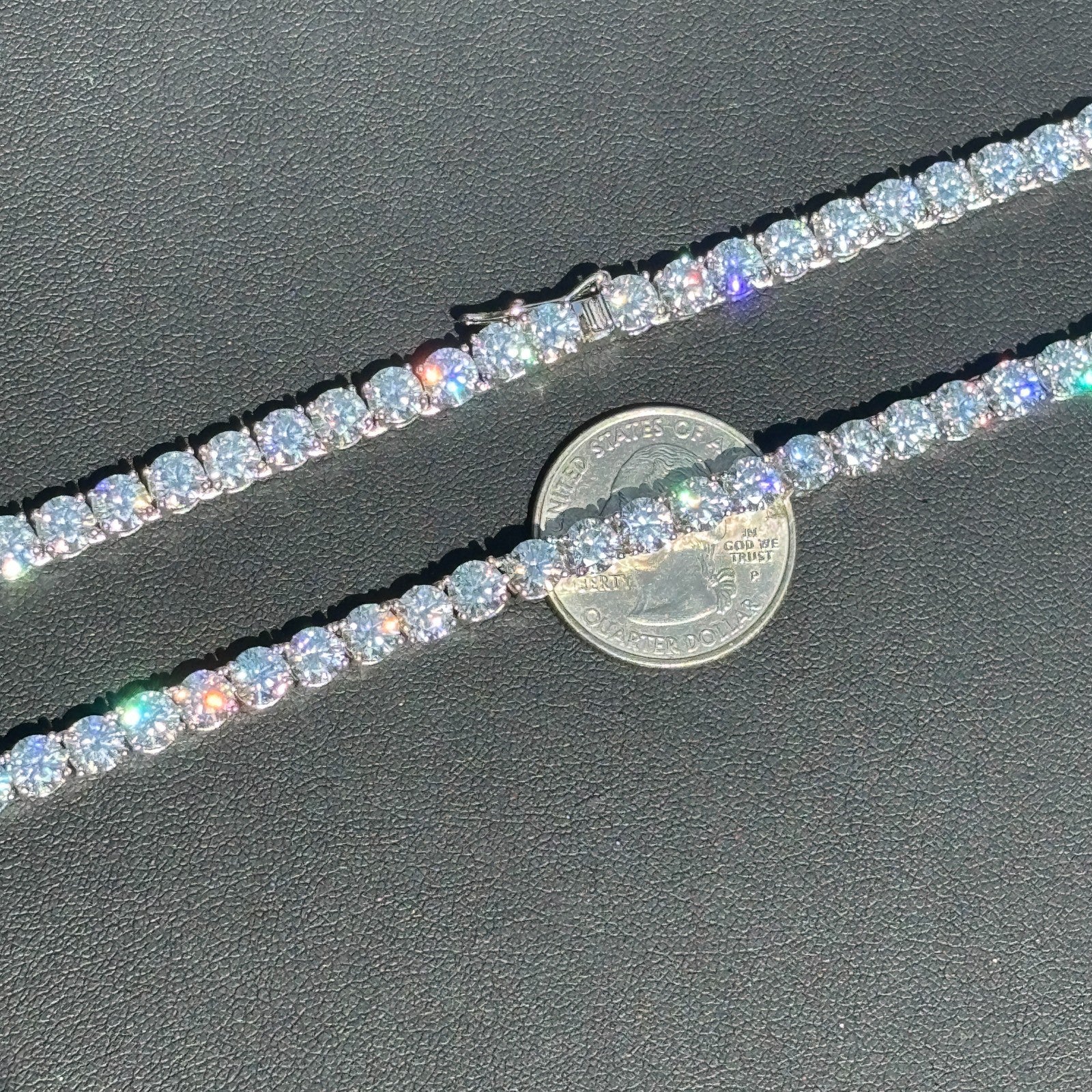 Cadena de tenis de 5 mm en plata de ley 925 con circonita cúbica o moissanita