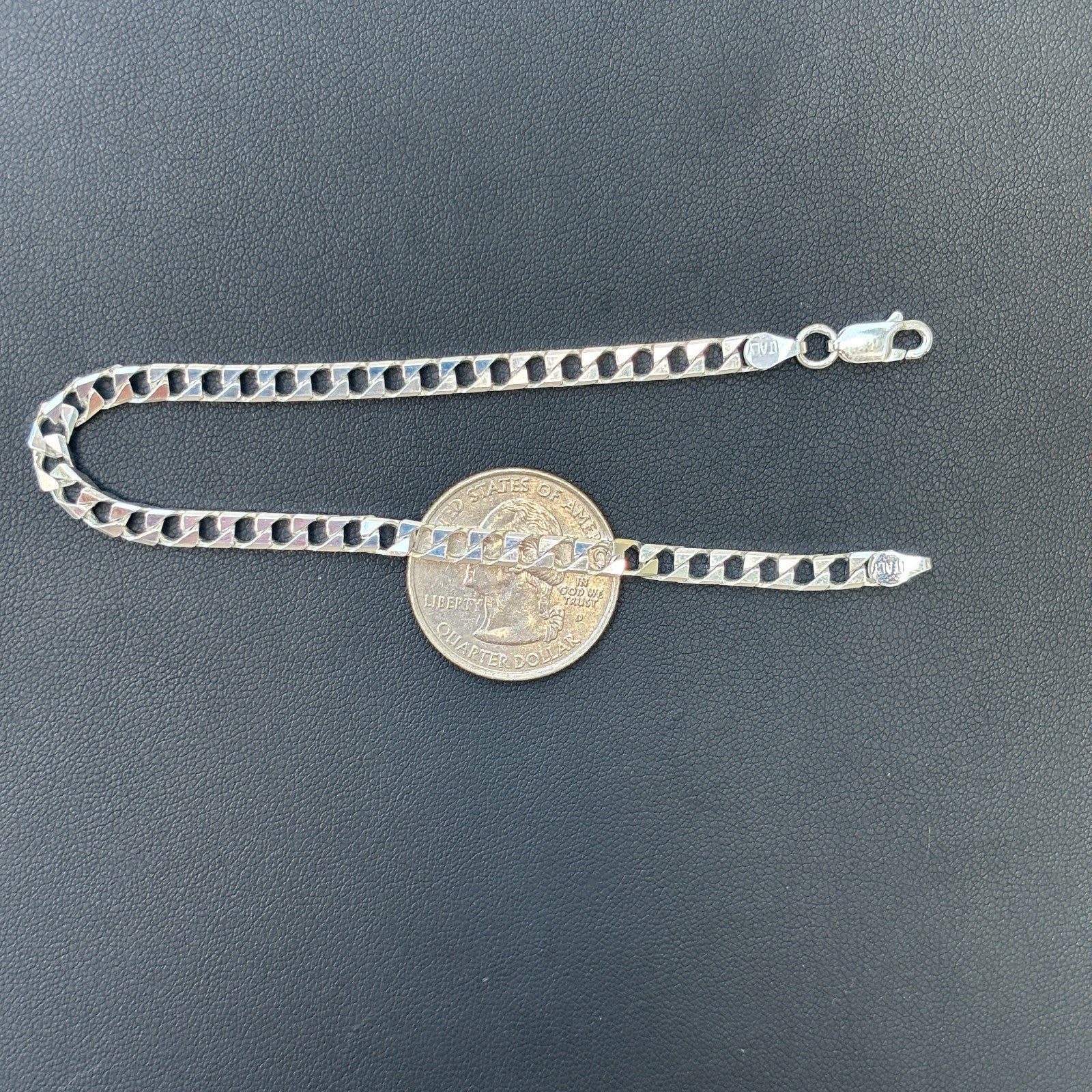 Bracelet gourmette carré en argent sterling 925 de 4 mm
