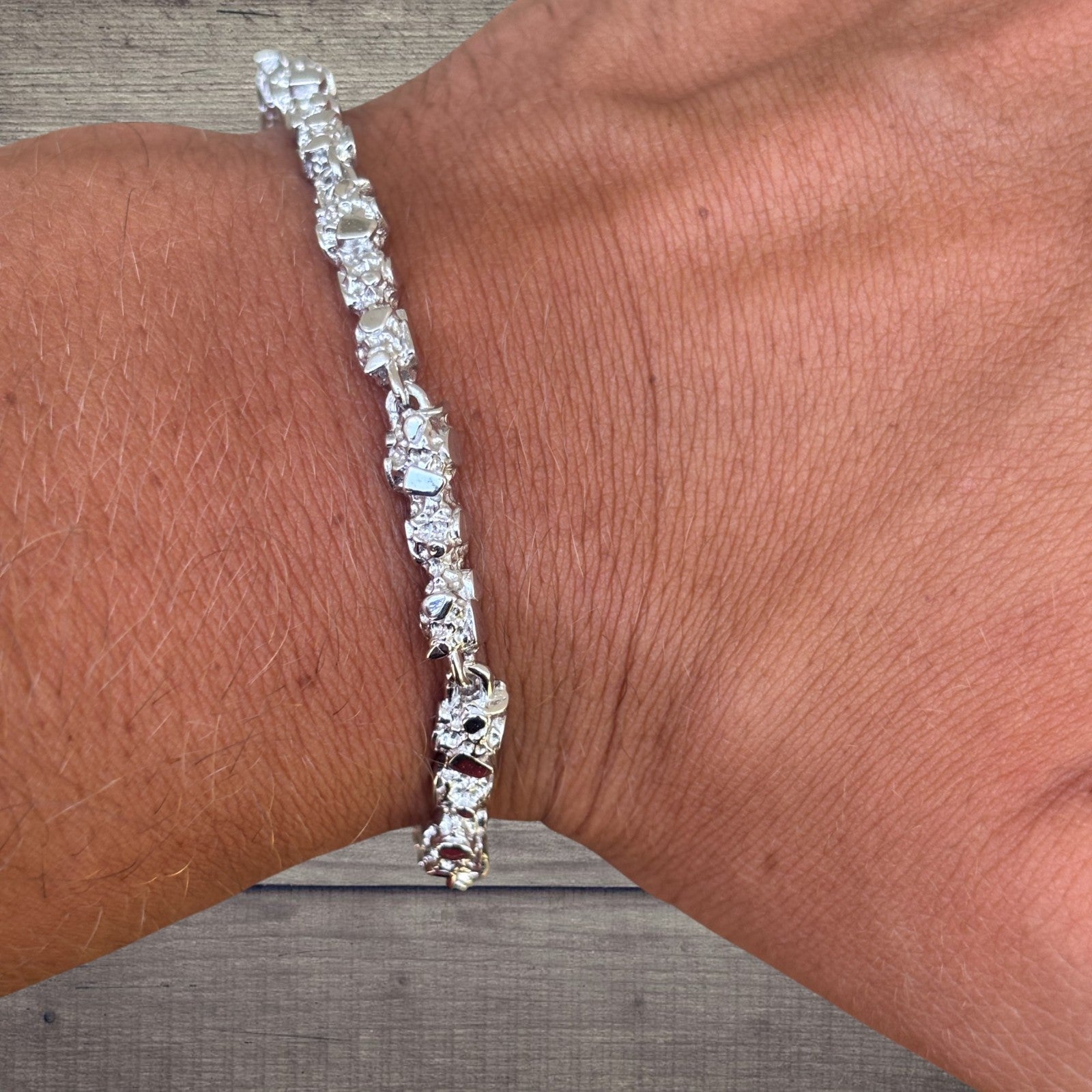 Pulsera de pepitas de plata de ley 925 de 5 mm