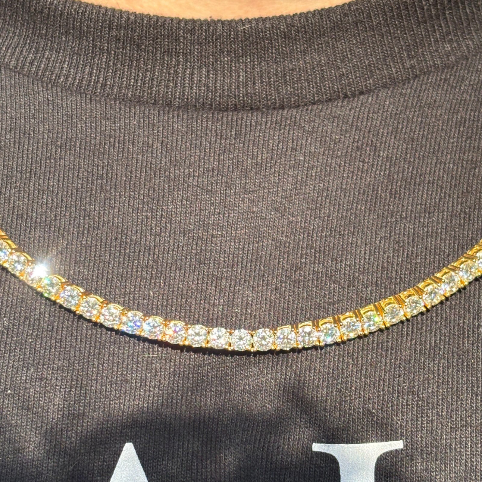 Collier chaîne tennis en argent sterling 925 de 4 mm avec zircone cubique ou moissanite