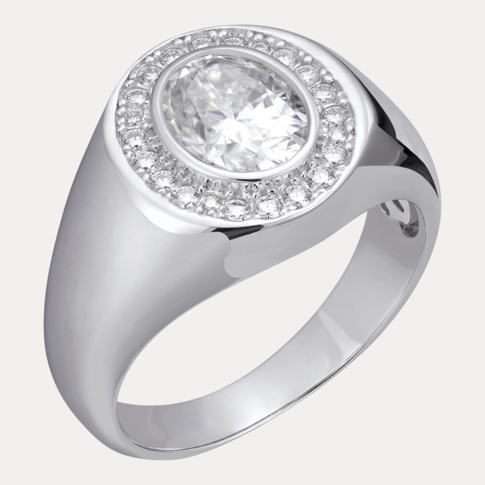 925 Sterling Silver Oval Cut Ring With Moissanite