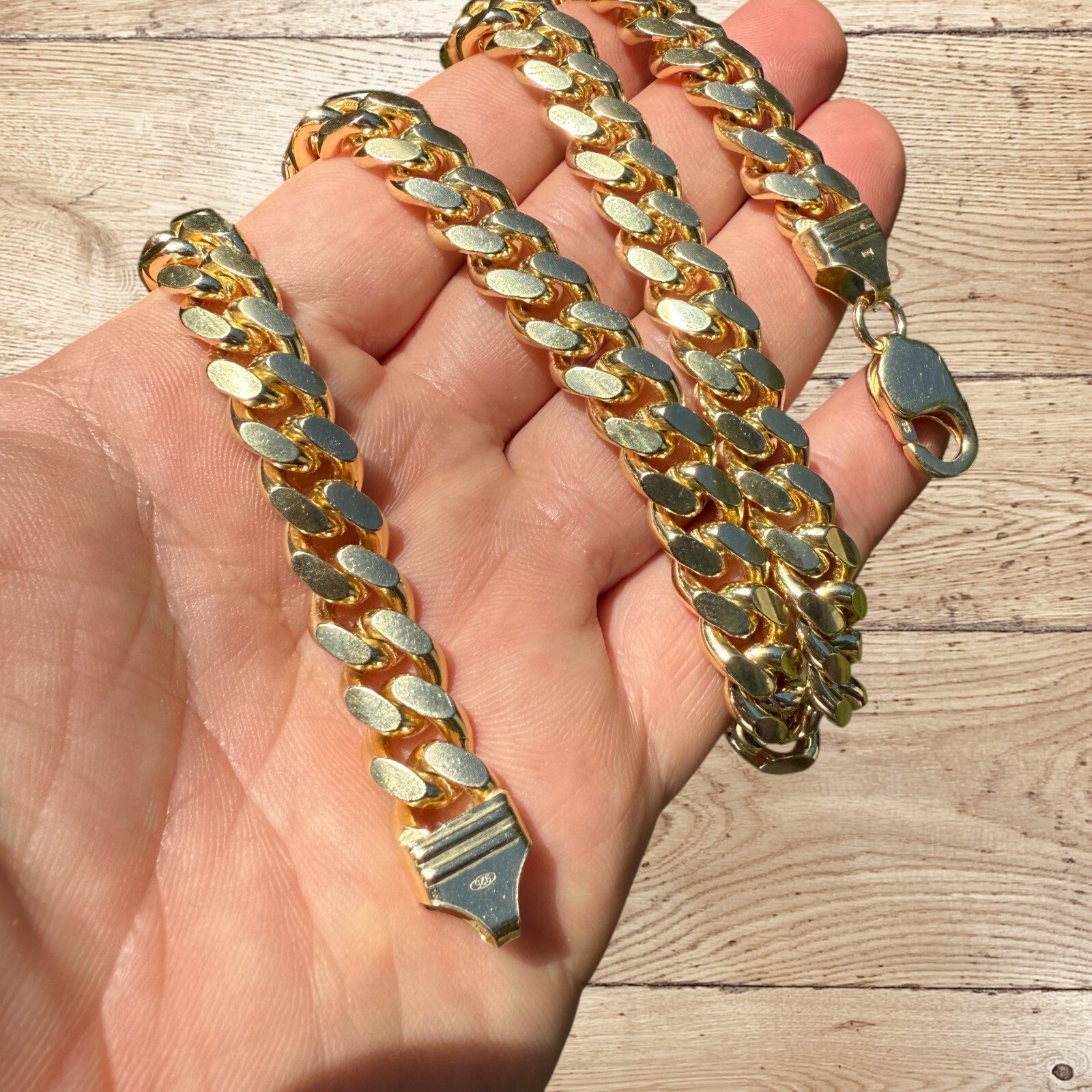 Collier en argent sterling 925 avec chaîne Miami Cuban de 10 mm