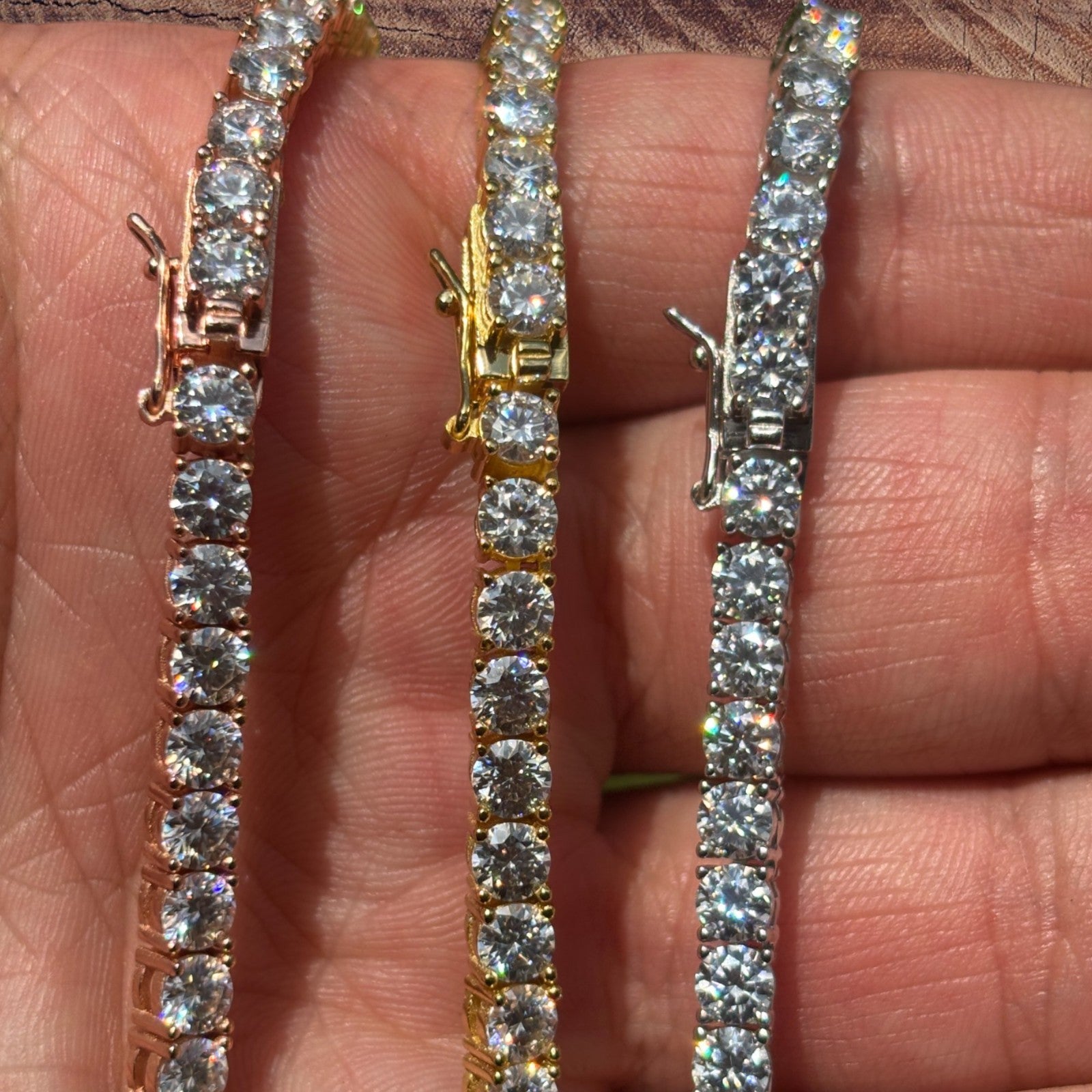 Collier chaîne tennis en argent sterling 925 de 4 mm avec zircone cubique ou moissanite