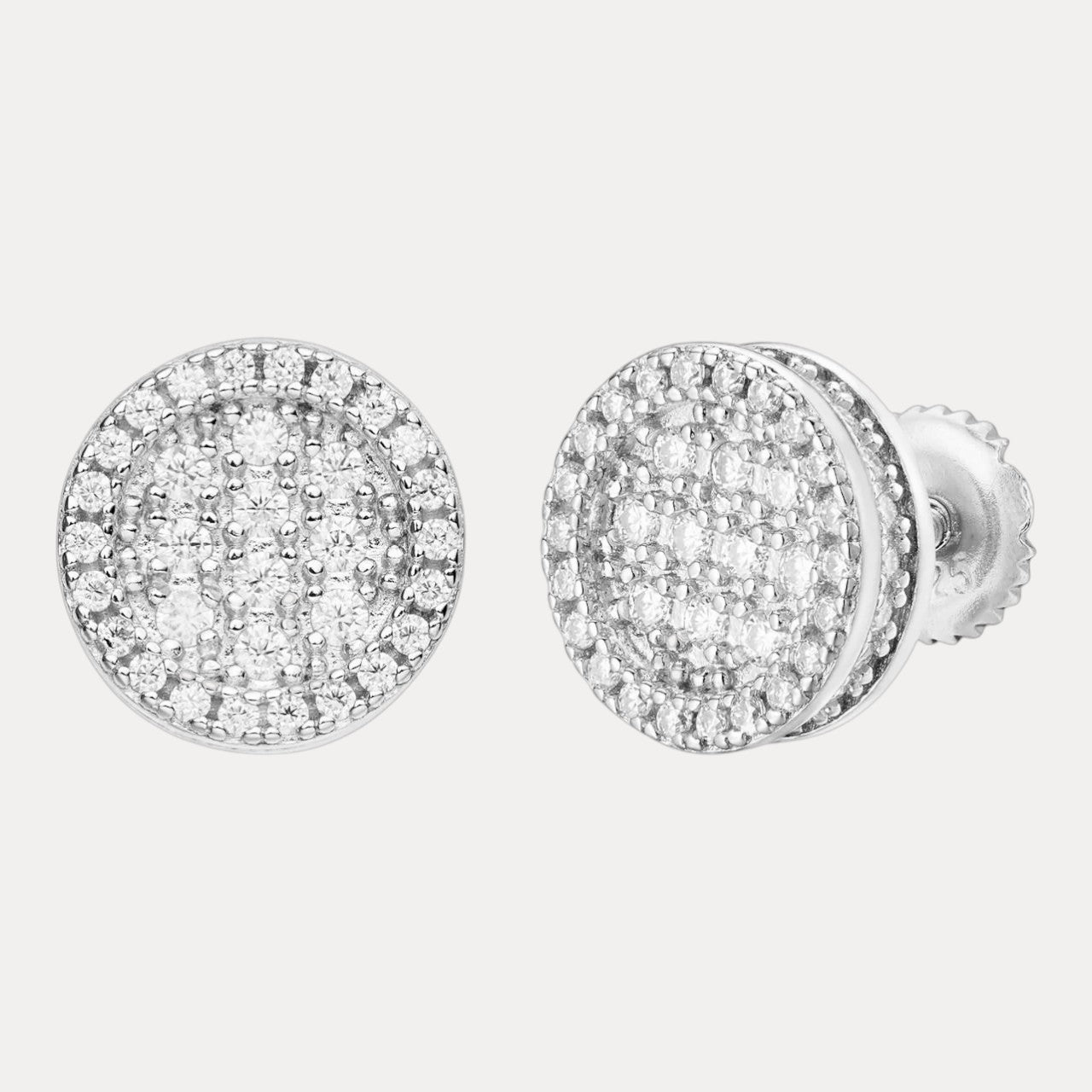 925 Sterling Silver 10.5mm Round 3D Cluster Moissanite or CZ Stud Earrings 2.5ct TW