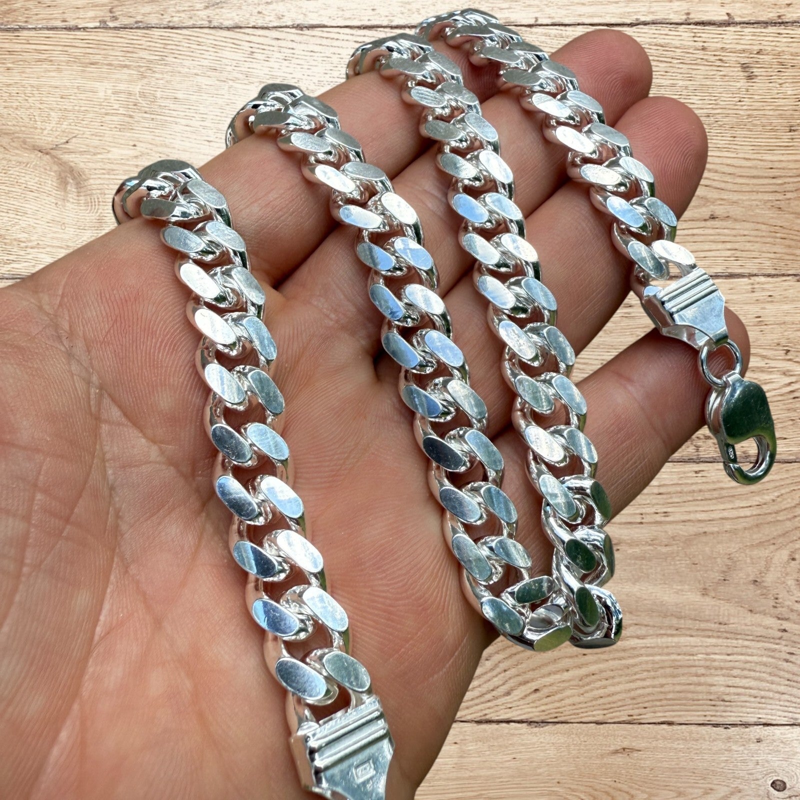 Collier en argent sterling 925 avec chaîne Miami Cuban de 10 mm