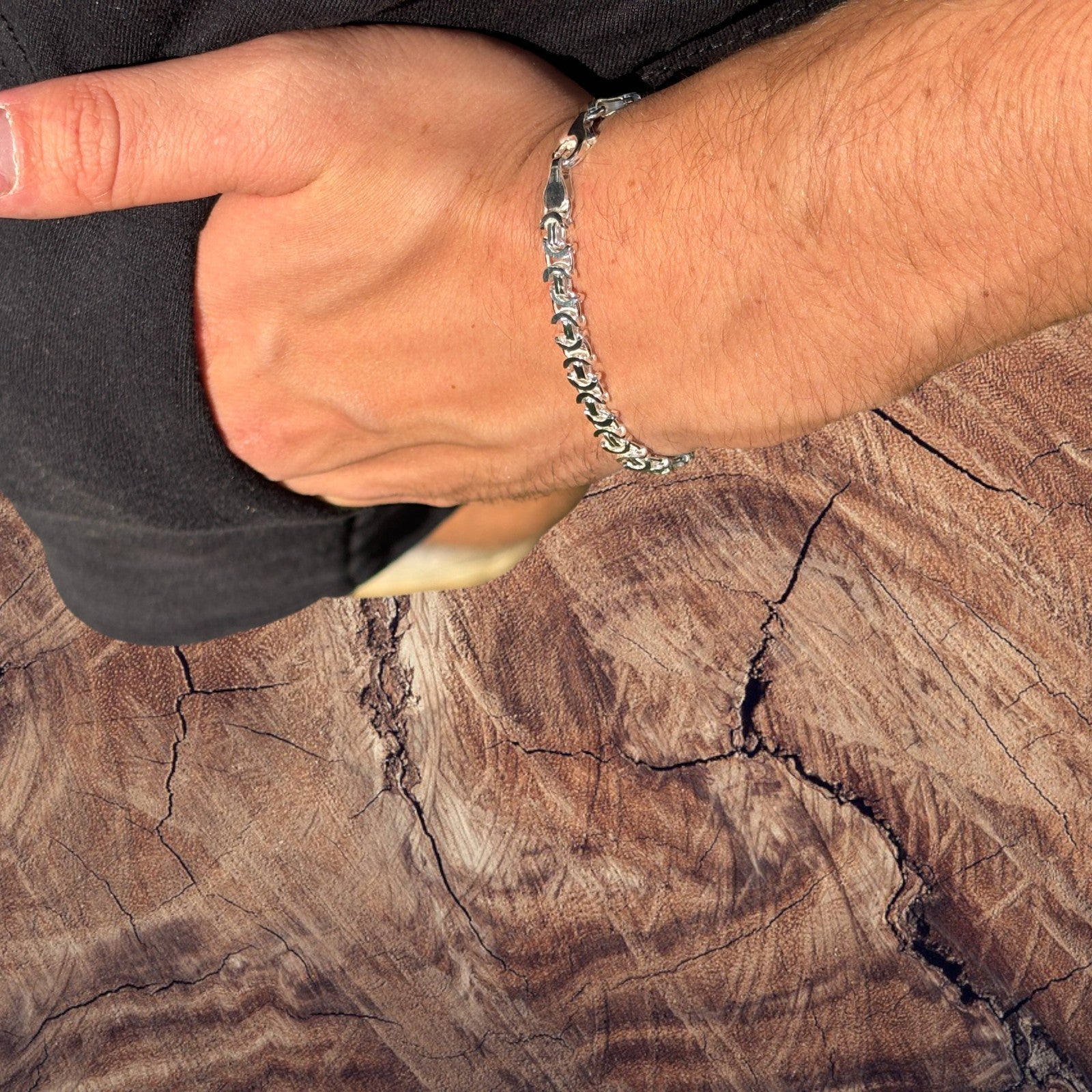 925 Sterling Silver 6mm Flat Byzantine Bracelet